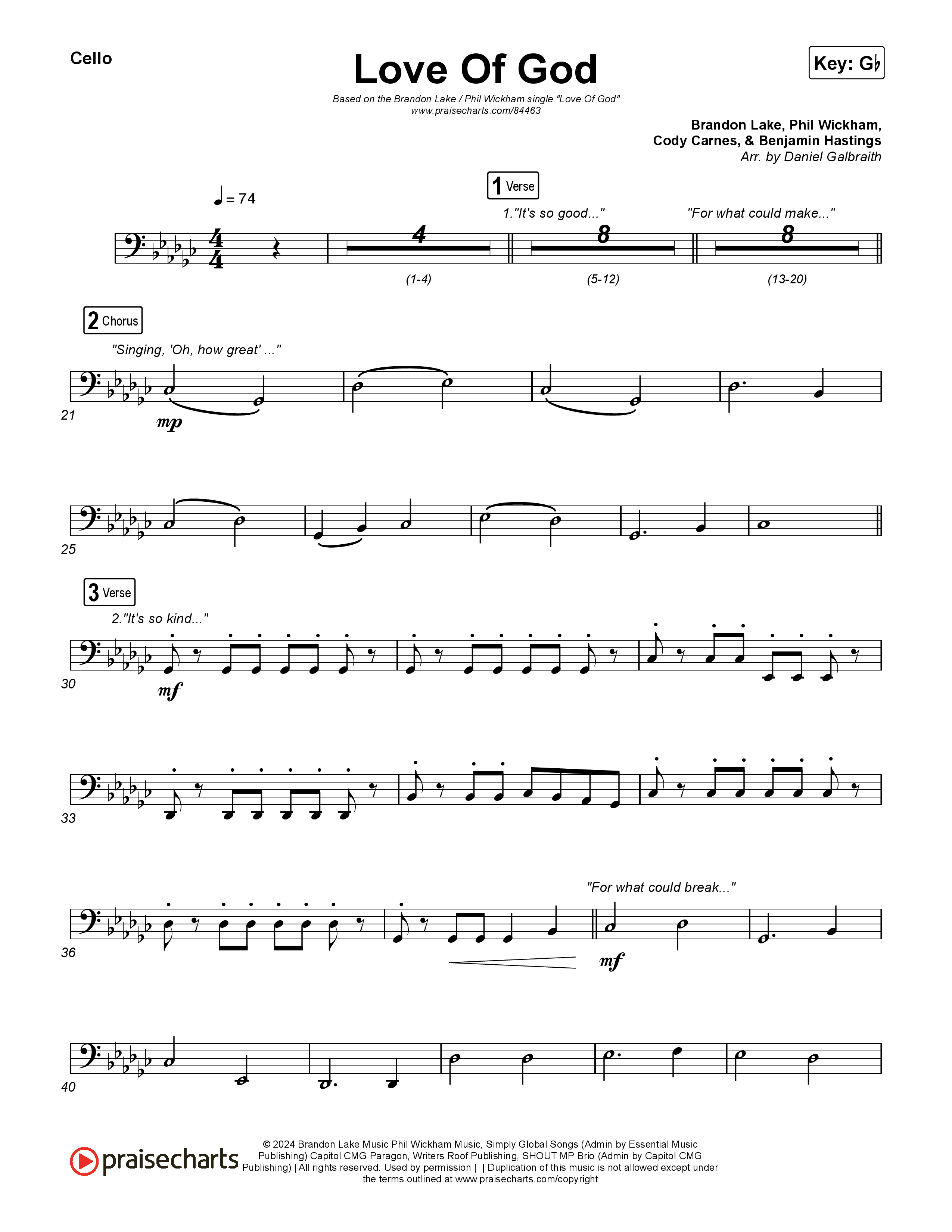 Love Of God Cello (Brandon Lake / Phil Wickham)