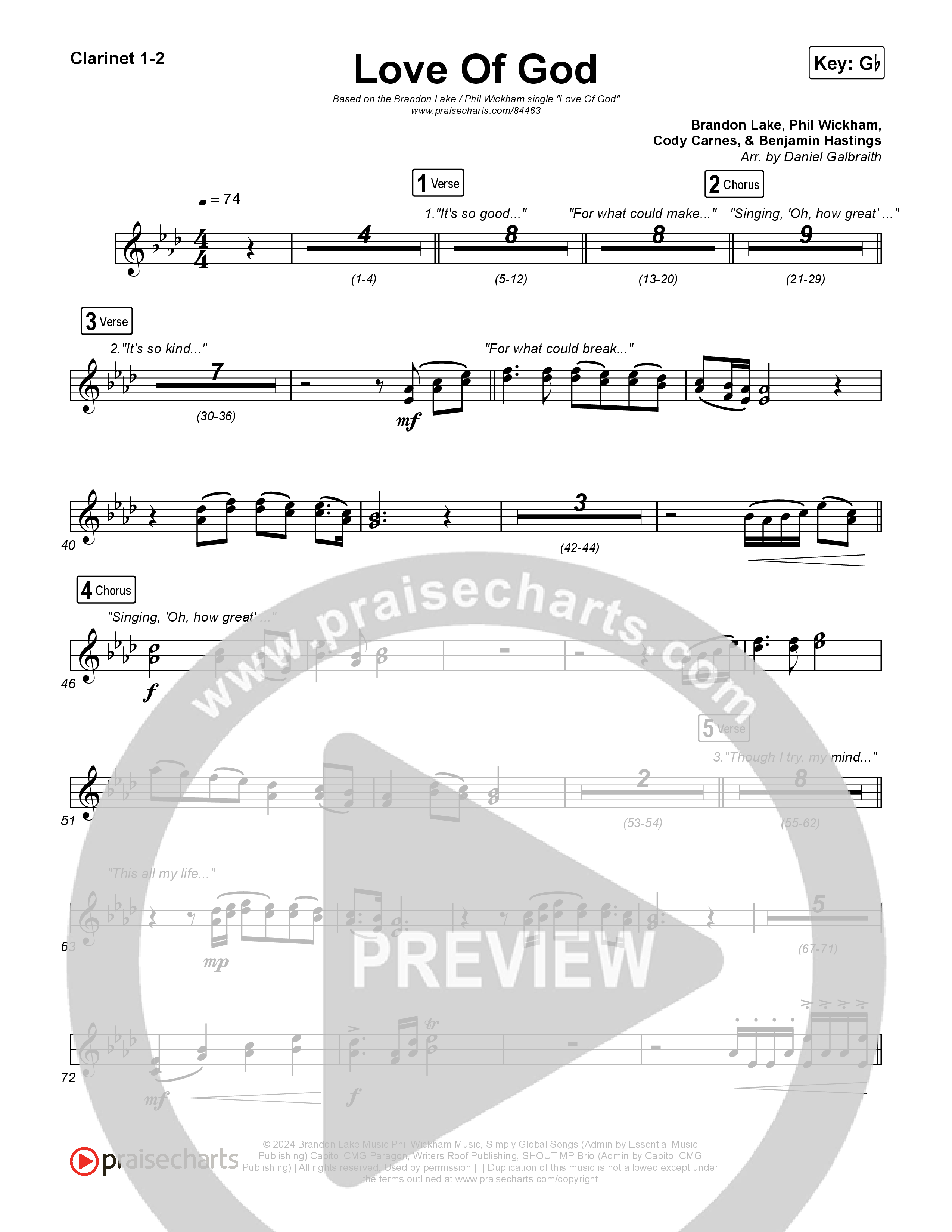 Love Of God Clarinet 1/2 (Brandon Lake / Phil Wickham)