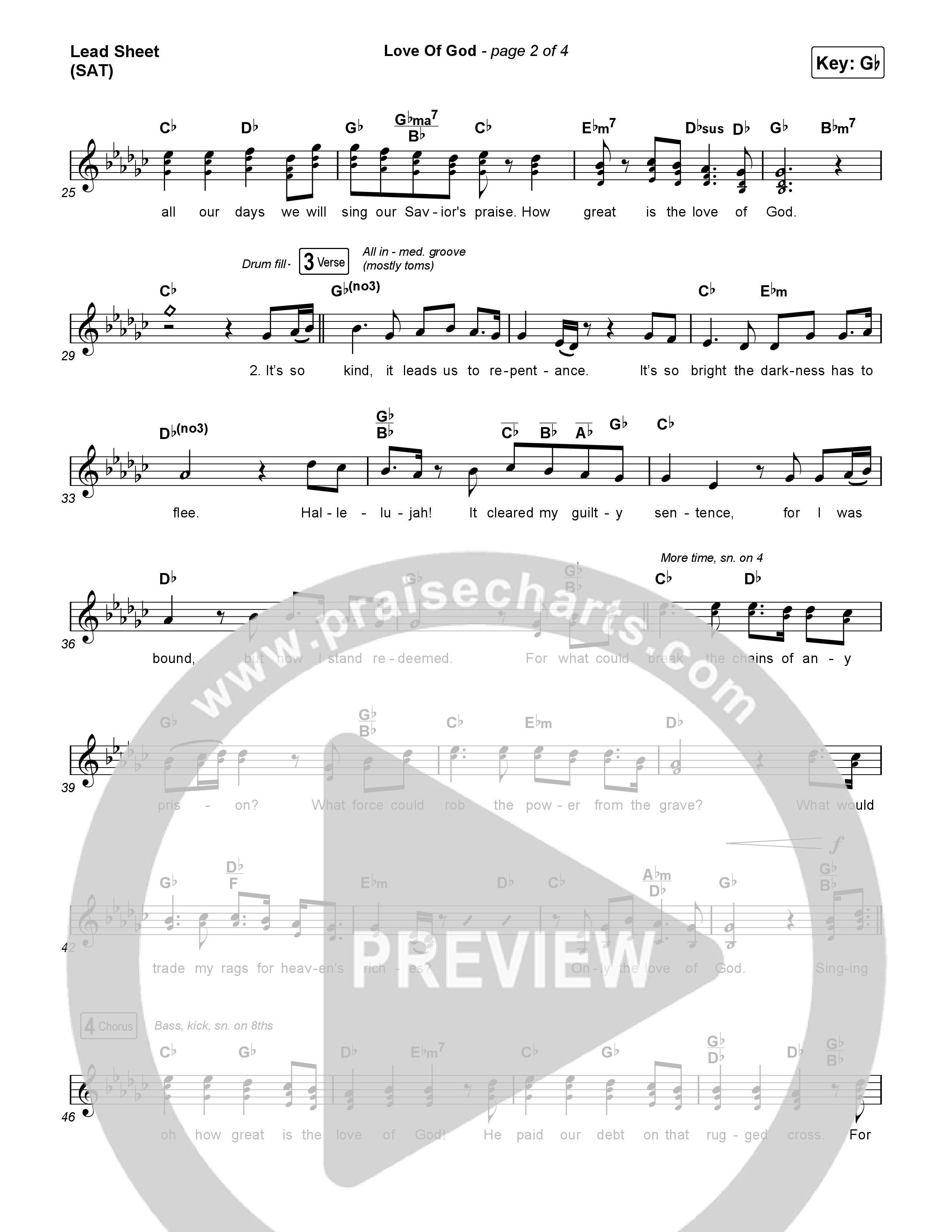 Love Of God Lead Sheet (SAT) (Brandon Lake / Phil Wickham)