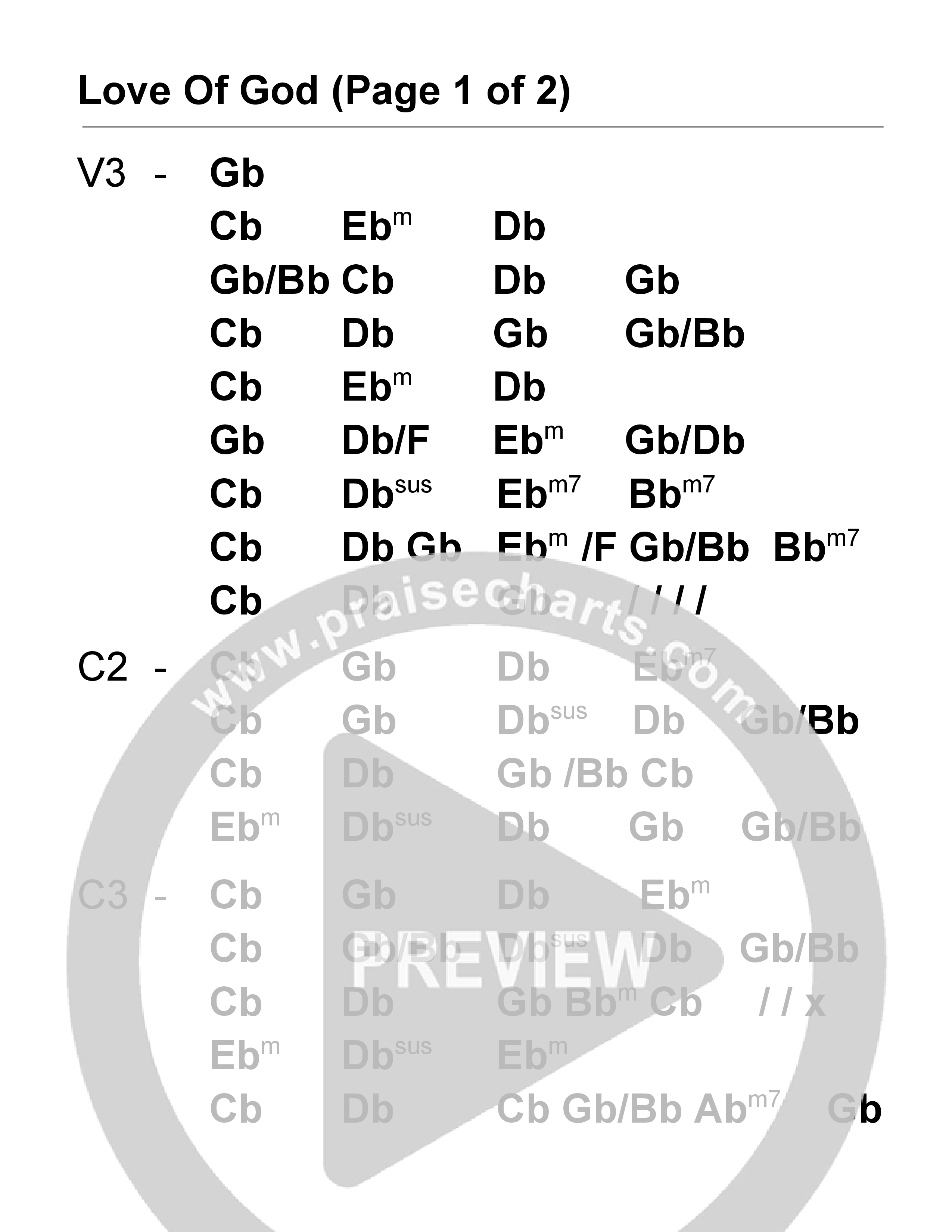 Love Of God Stage Chart (Brandon Lake / Phil Wickham)