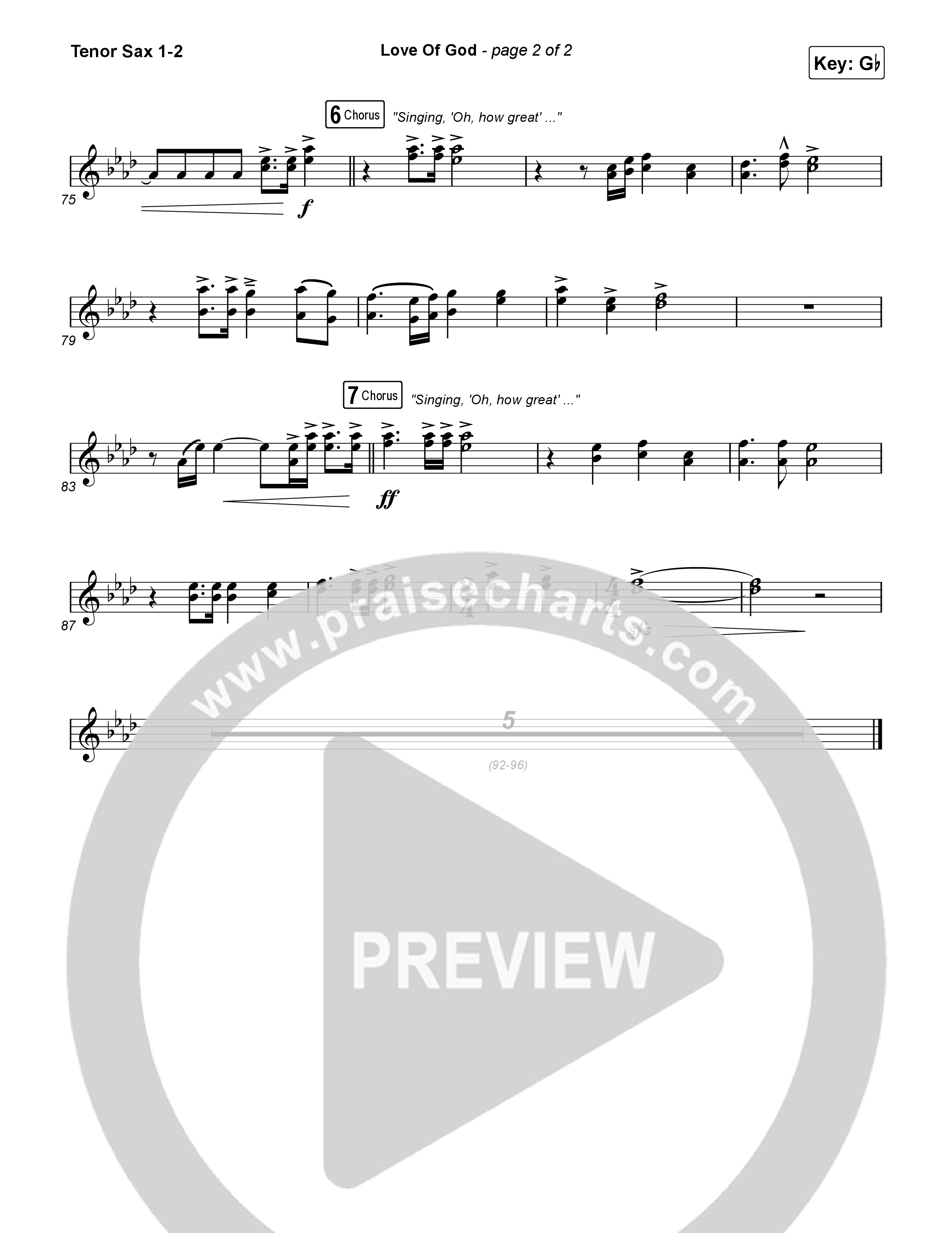 Love Of God Tenor Sax 1,2 (Brandon Lake / Phil Wickham)