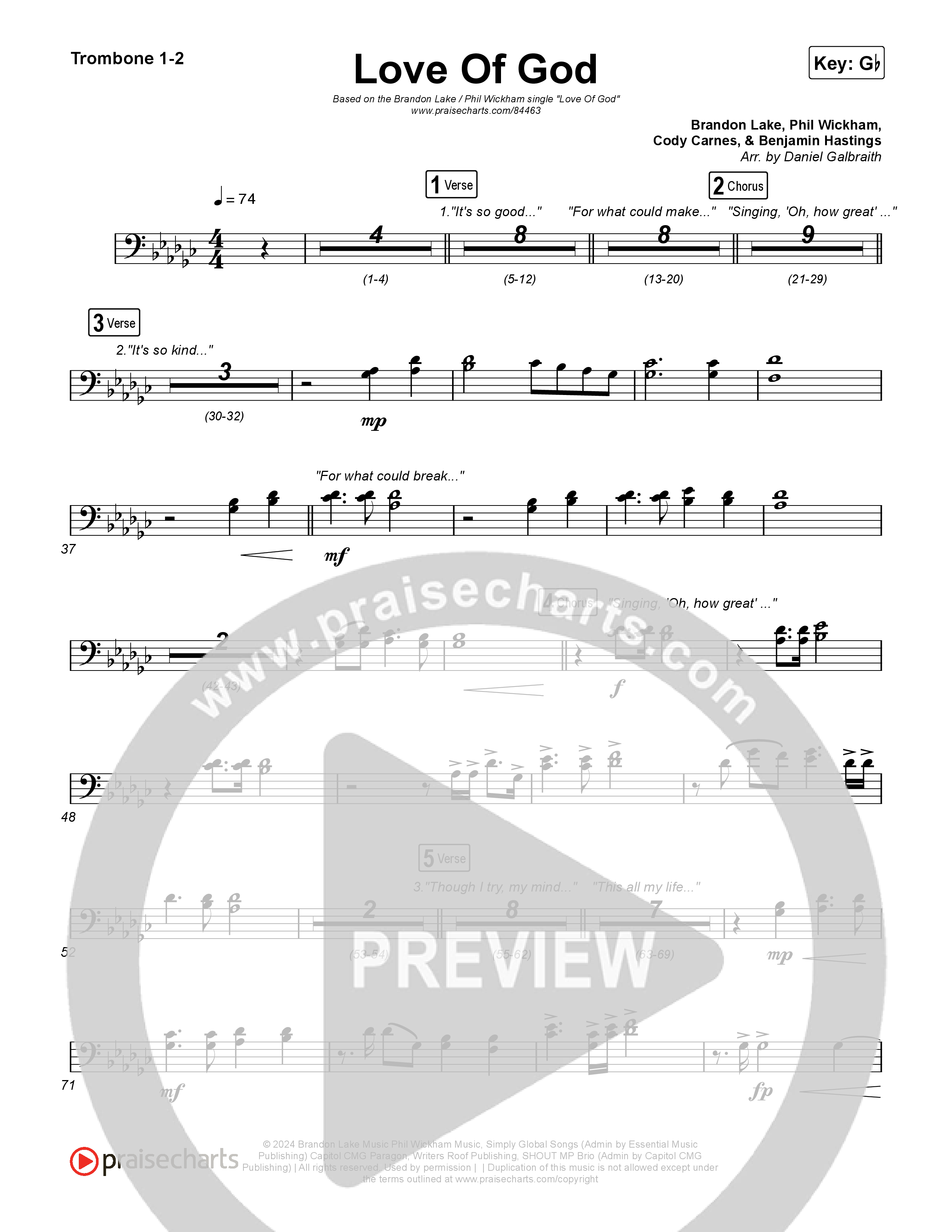 Love Of God Trombone 1,2 (Brandon Lake / Phil Wickham)