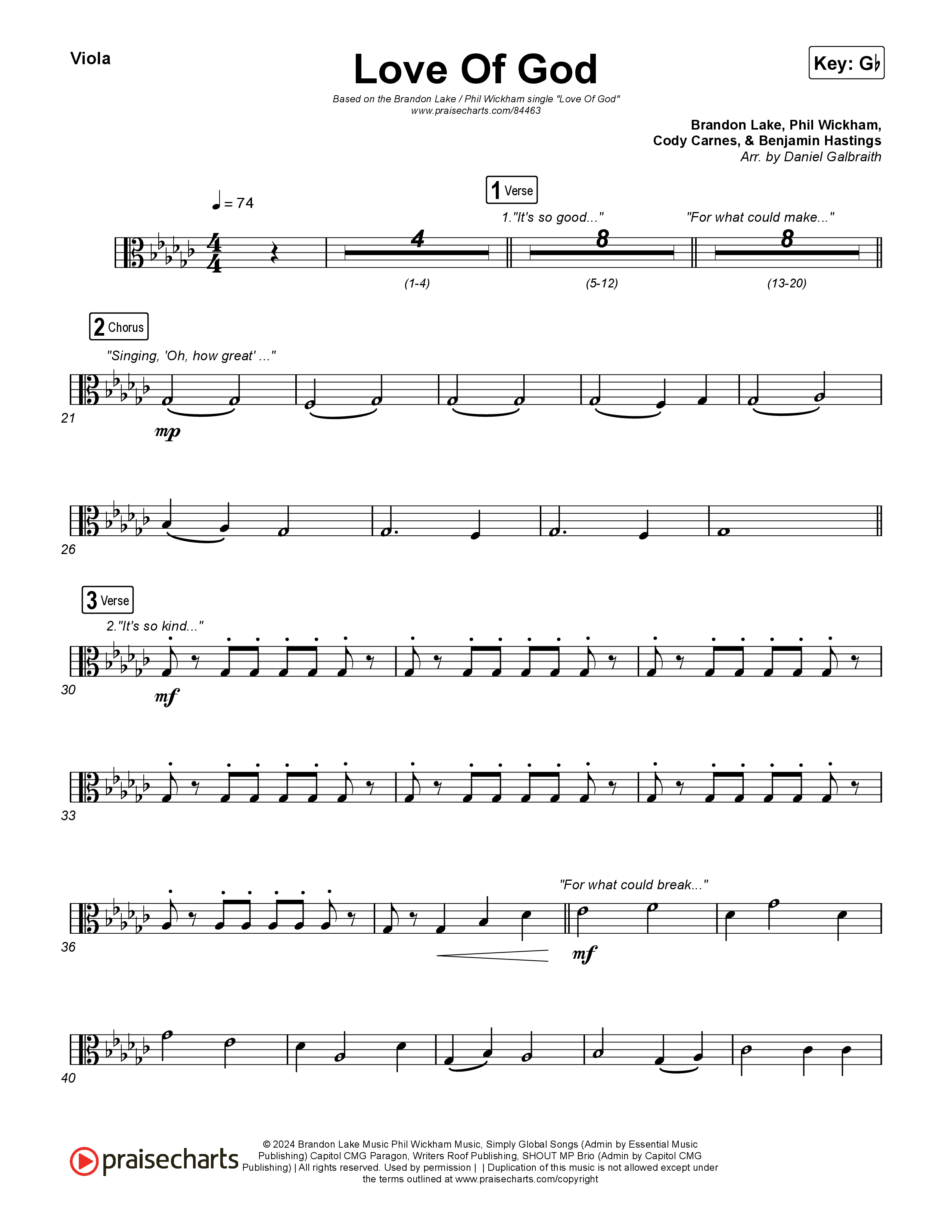 Love Of God Viola (Brandon Lake / Phil Wickham)