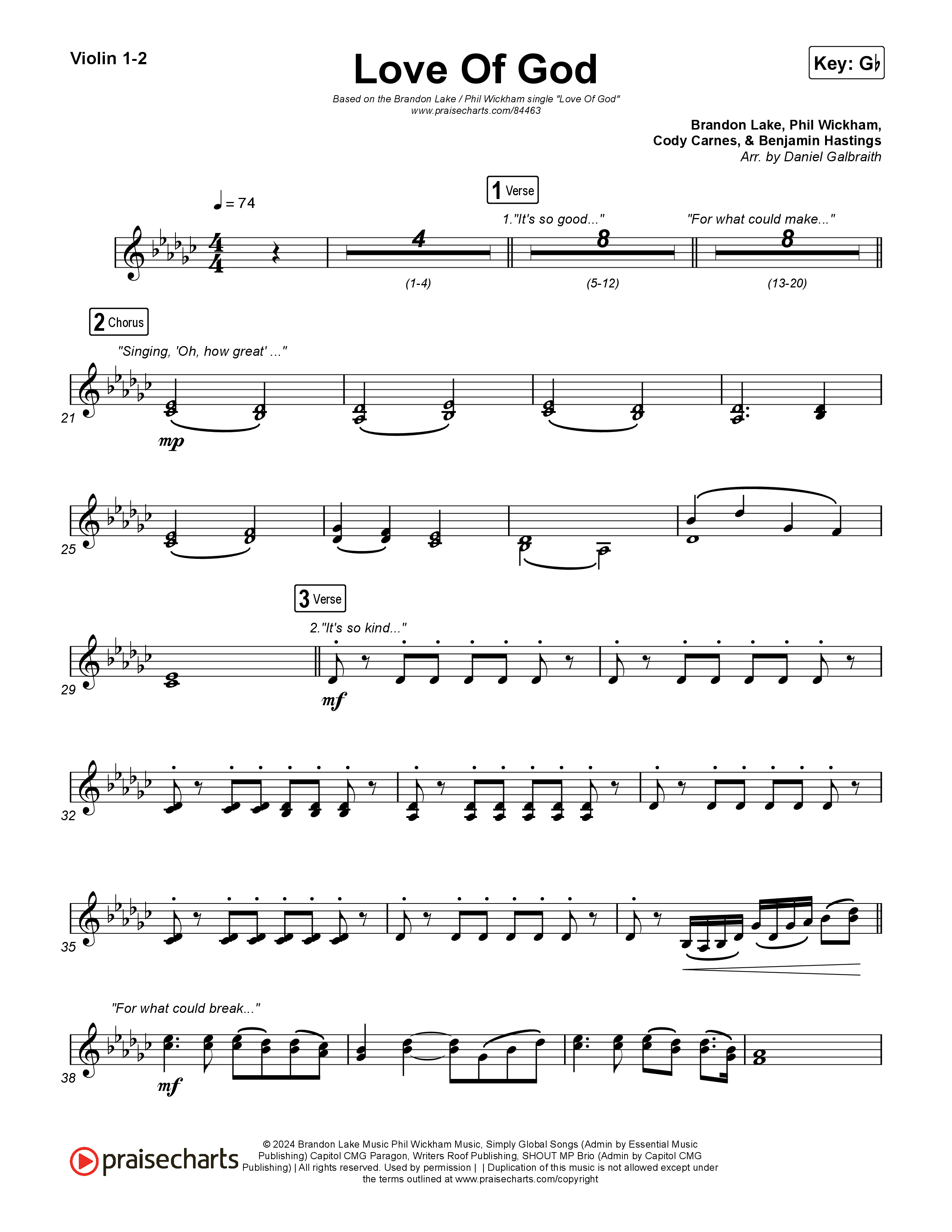 Love Of God Violin 1,2 (Brandon Lake / Phil Wickham)