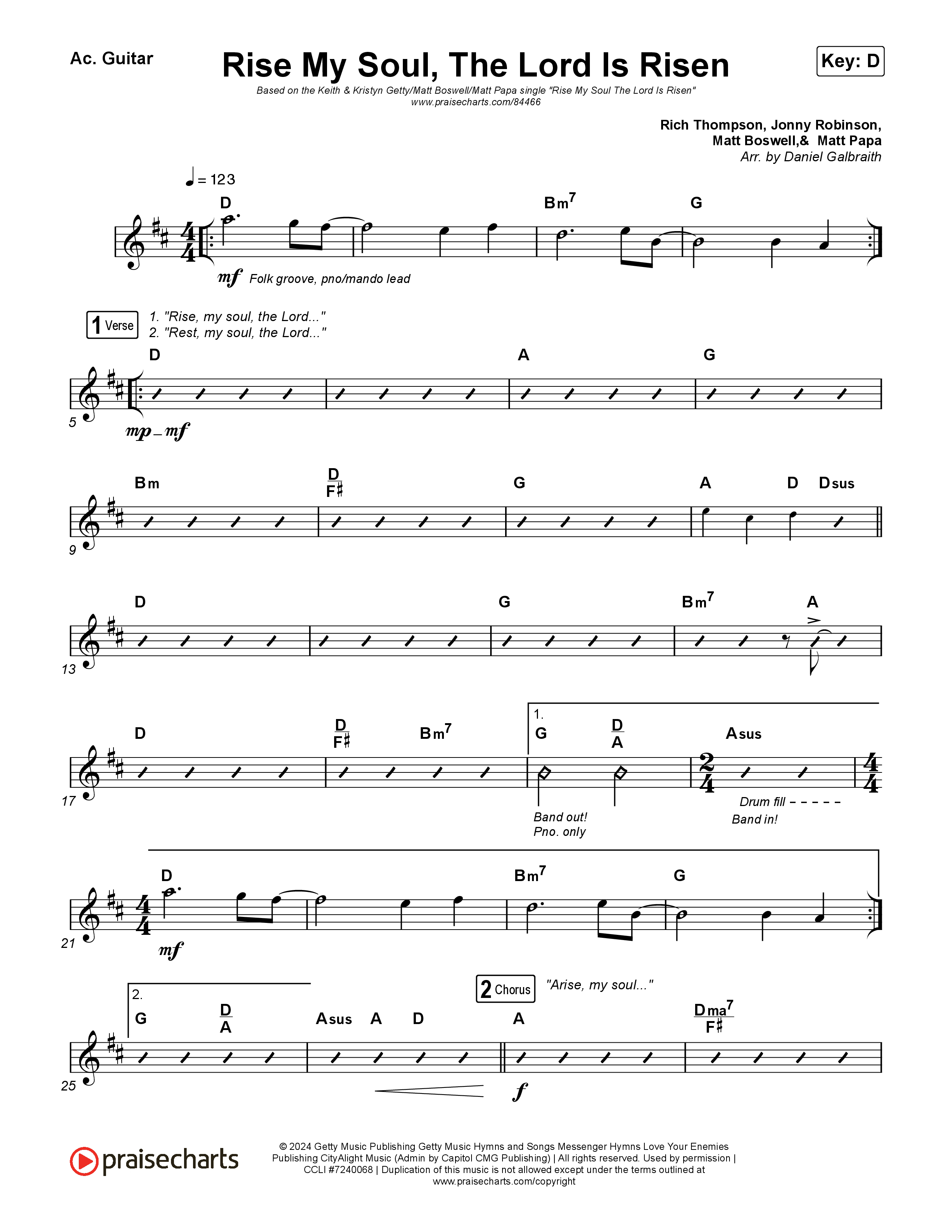 Rise My Soul The Lord Is Risen Acoustic Guitar (Matt Papa / Matt Boswell / Keith & Kristyn Getty)