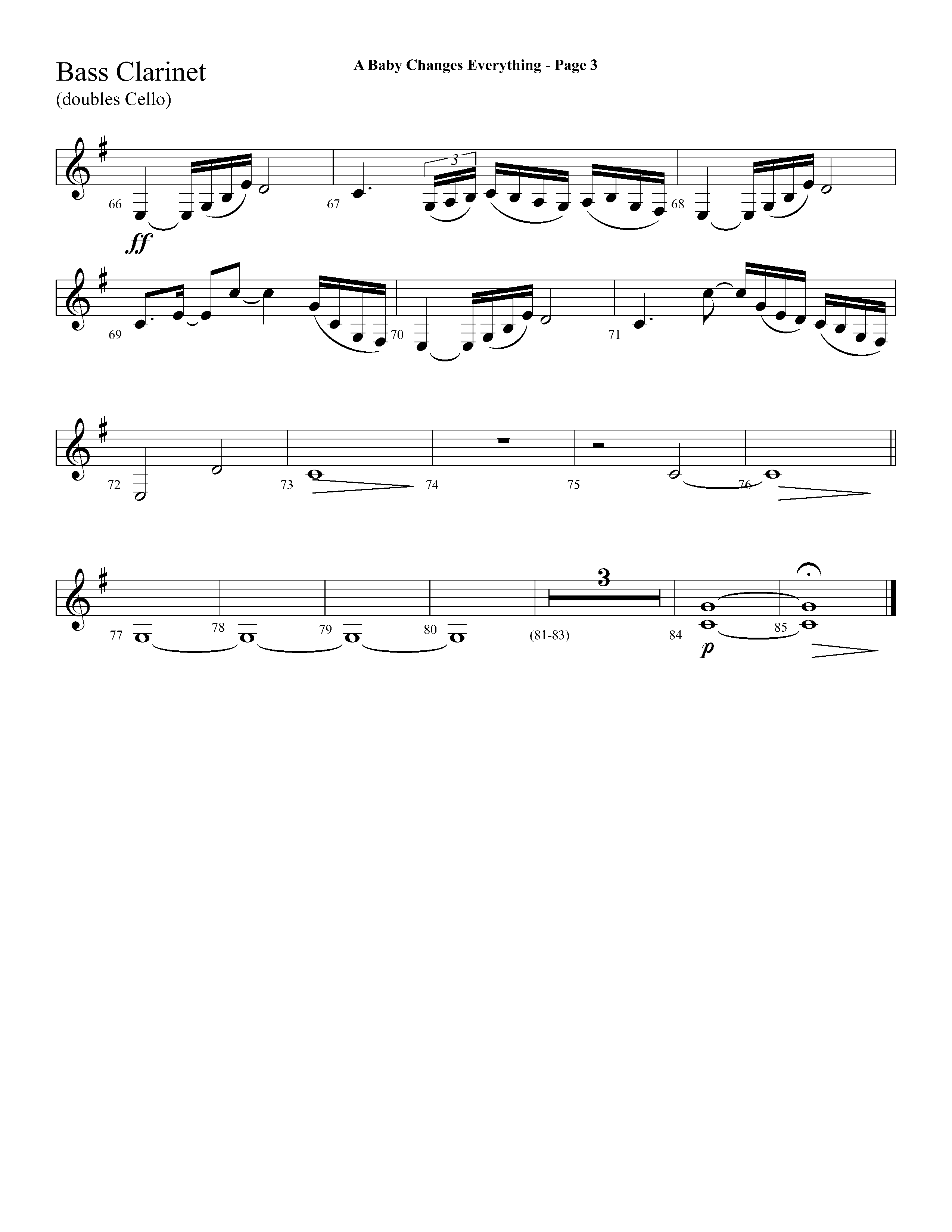 A Baby Changes Everything (Choral Anthem SATB) Bass Clarinet (Lifeway Choral / Arr. Dave Williamson)