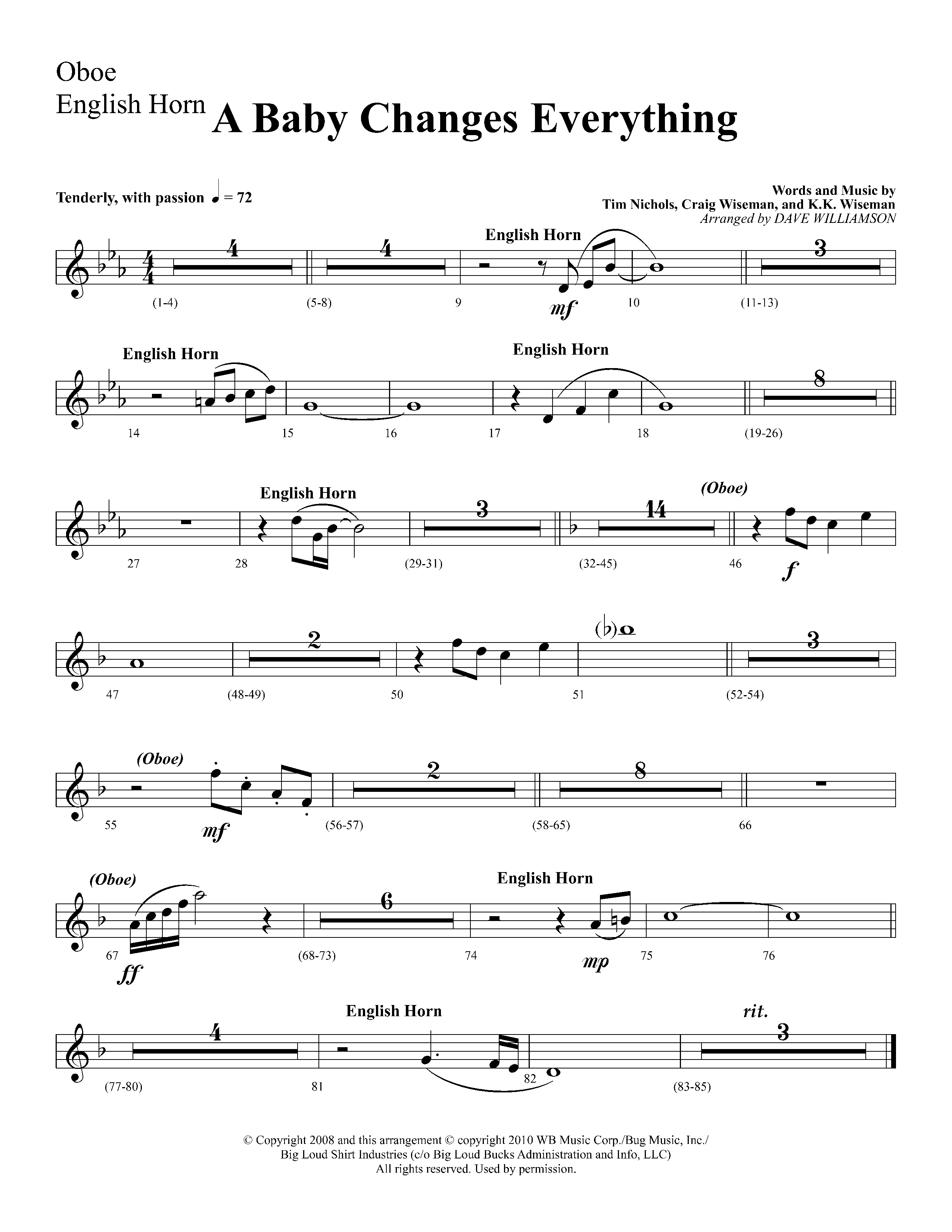 A Baby Changes Everything (Choral Anthem SATB) Oboe (Lifeway Choral / Arr. Dave Williamson)
