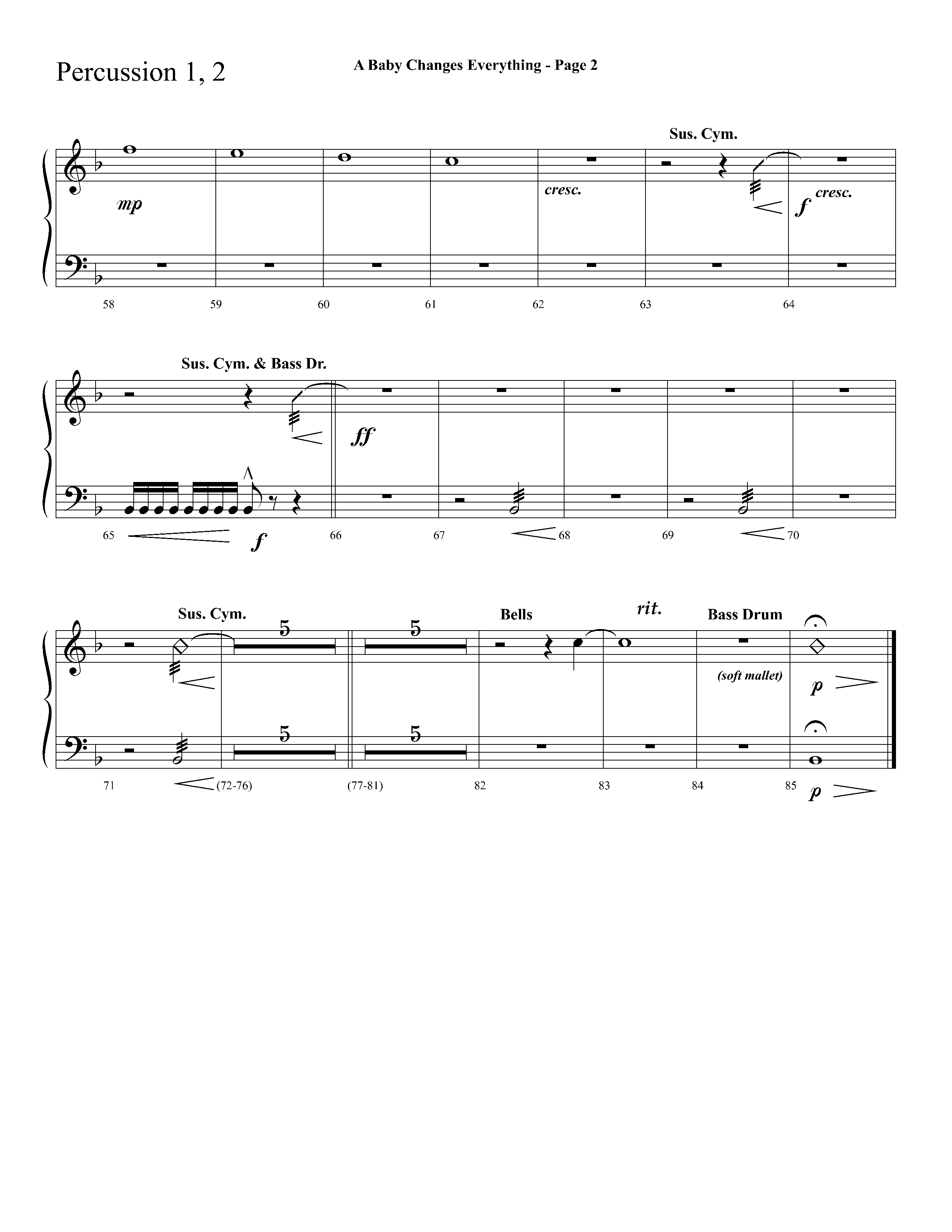 A Baby Changes Everything (Choral Anthem SATB) Percussion 1/2 (Lifeway Choral / Arr. Dave Williamson)