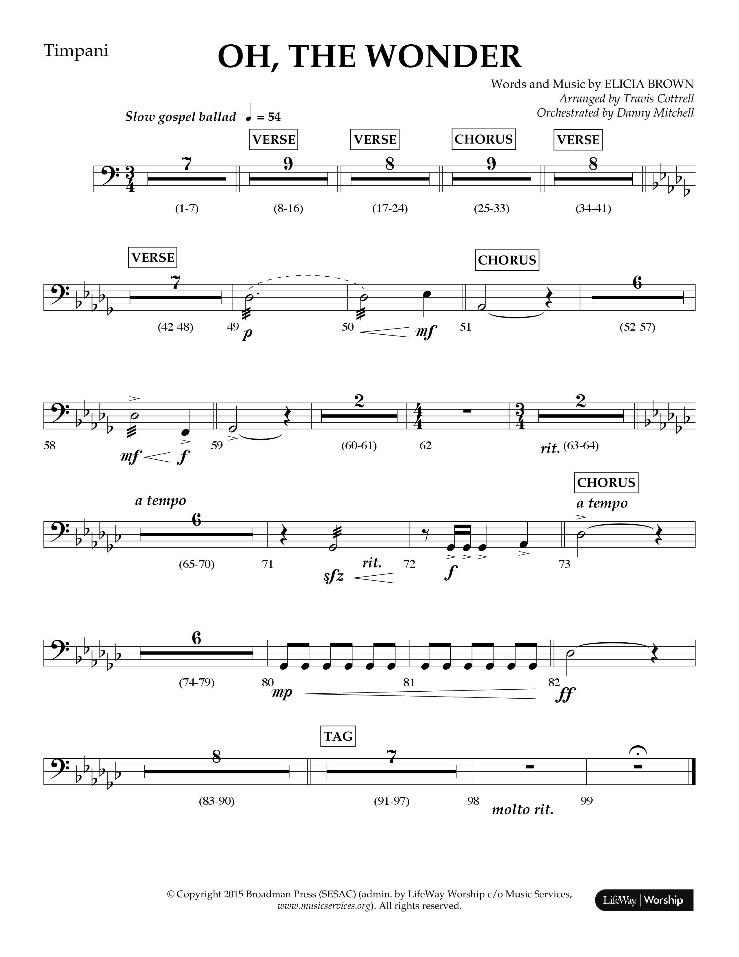 Oh The Wonder (Choral Anthem SATB) Timpani (Lifeway Choral / Arr. Travis Cottrell / Orch. Danny Mitchell)