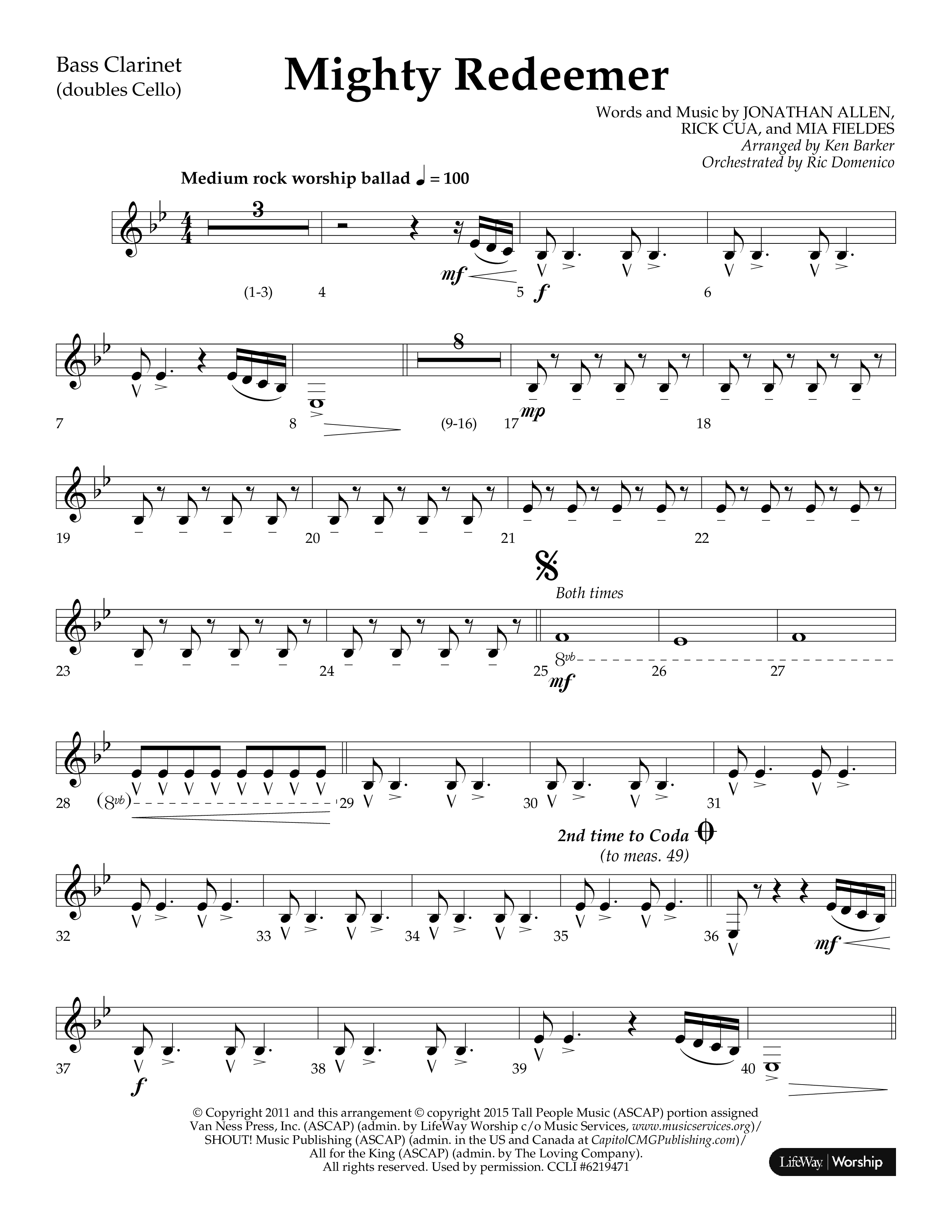 Mighty Redeemer (Choral Anthem SATB) Bass Clarinet (Lifeway Choral / Arr. Ken Barker / Orch. Ric Domenico)