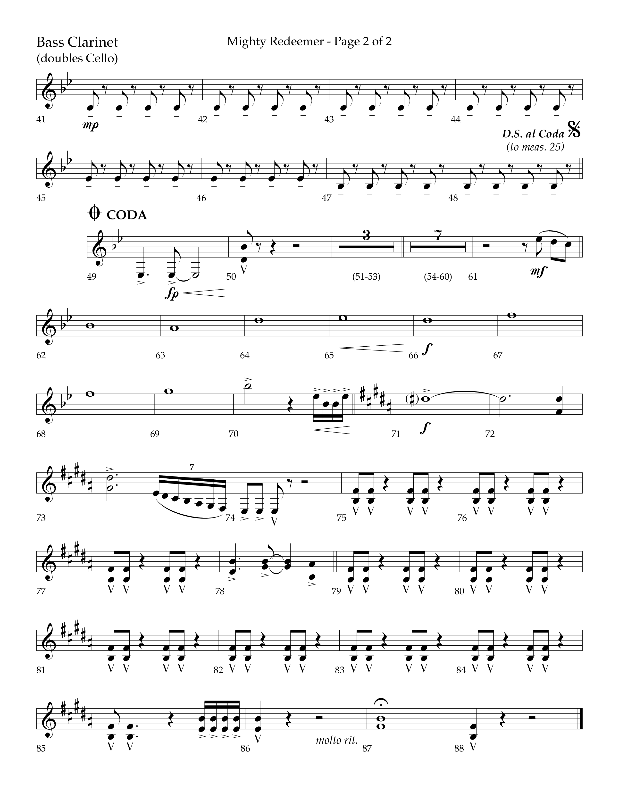 Mighty Redeemer (Choral Anthem SATB) Bass Clarinet (Lifeway Choral / Arr. Ken Barker / Orch. Ric Domenico)