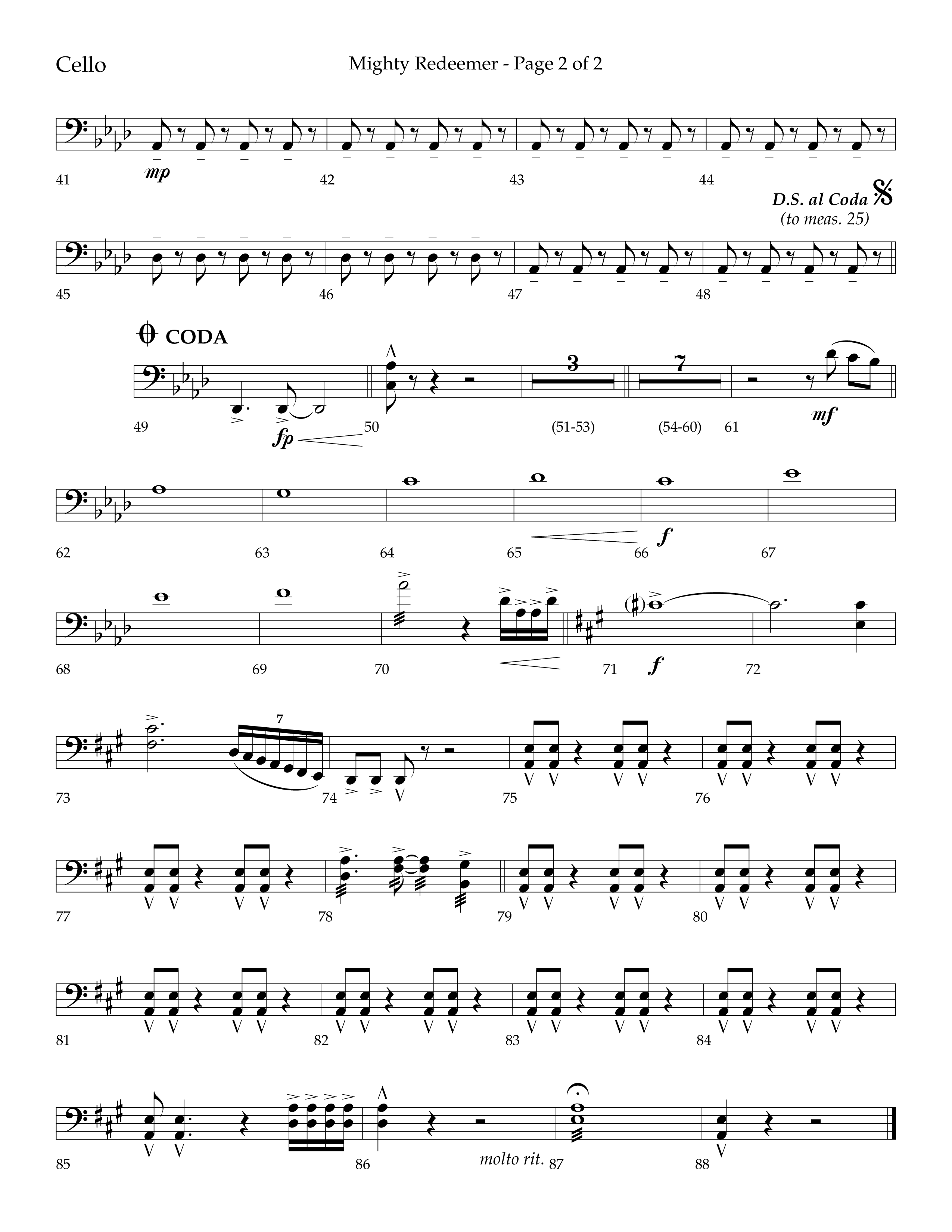 Mighty Redeemer (Choral Anthem SATB) Cello (Lifeway Choral / Arr. Ken Barker / Orch. Ric Domenico)