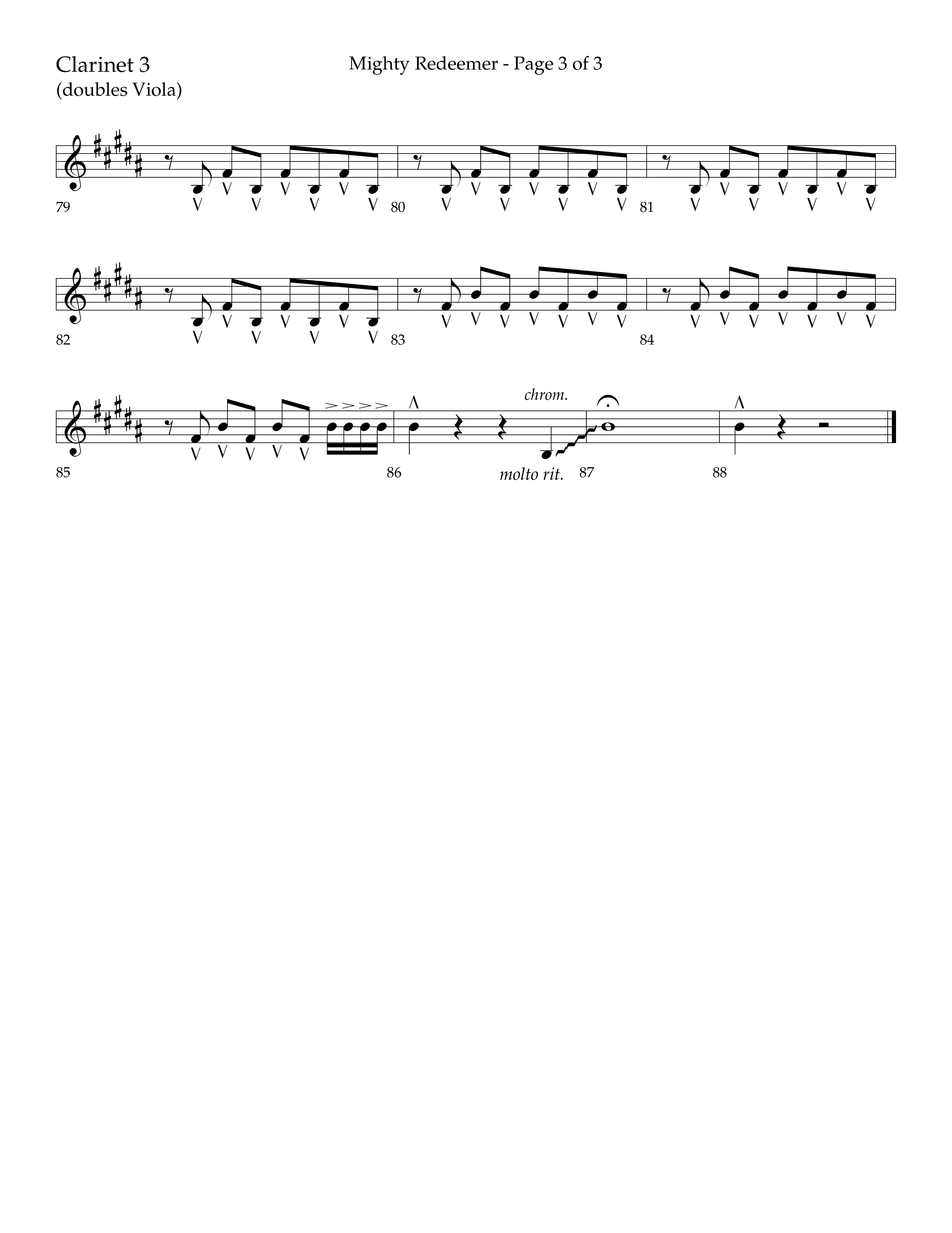 Mighty Redeemer (Choral Anthem SATB) Clarinet 3 (Lifeway Choral / Arr. Ken Barker / Orch. Ric Domenico)