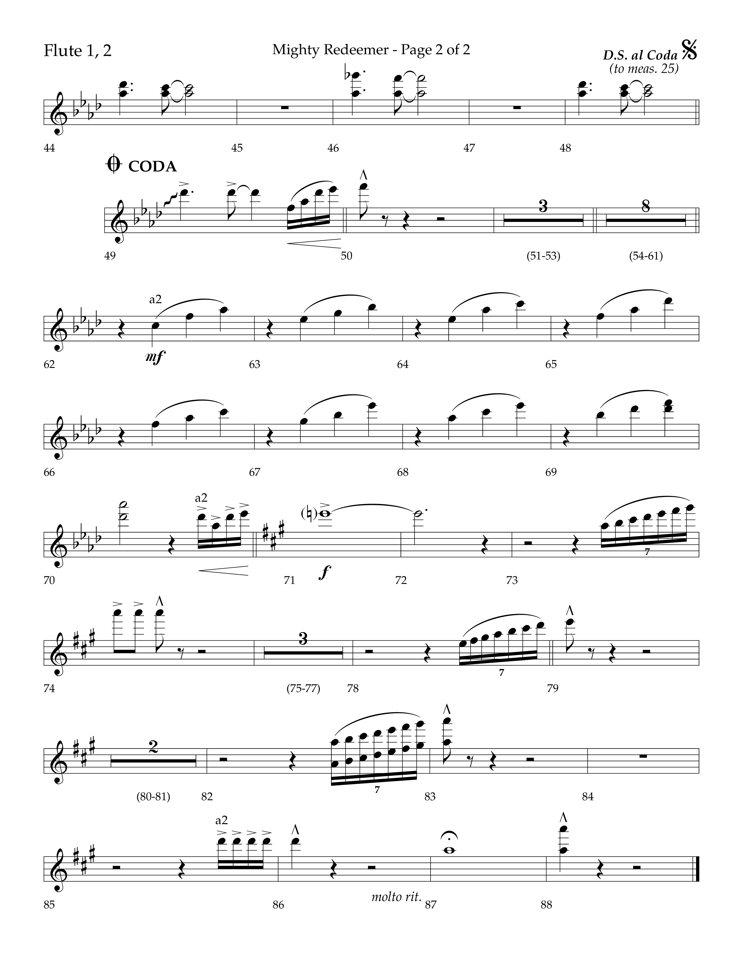 Mighty Redeemer (Choral Anthem SATB) Flute 1/2 (Lifeway Choral / Arr. Ken Barker / Orch. Ric Domenico)
