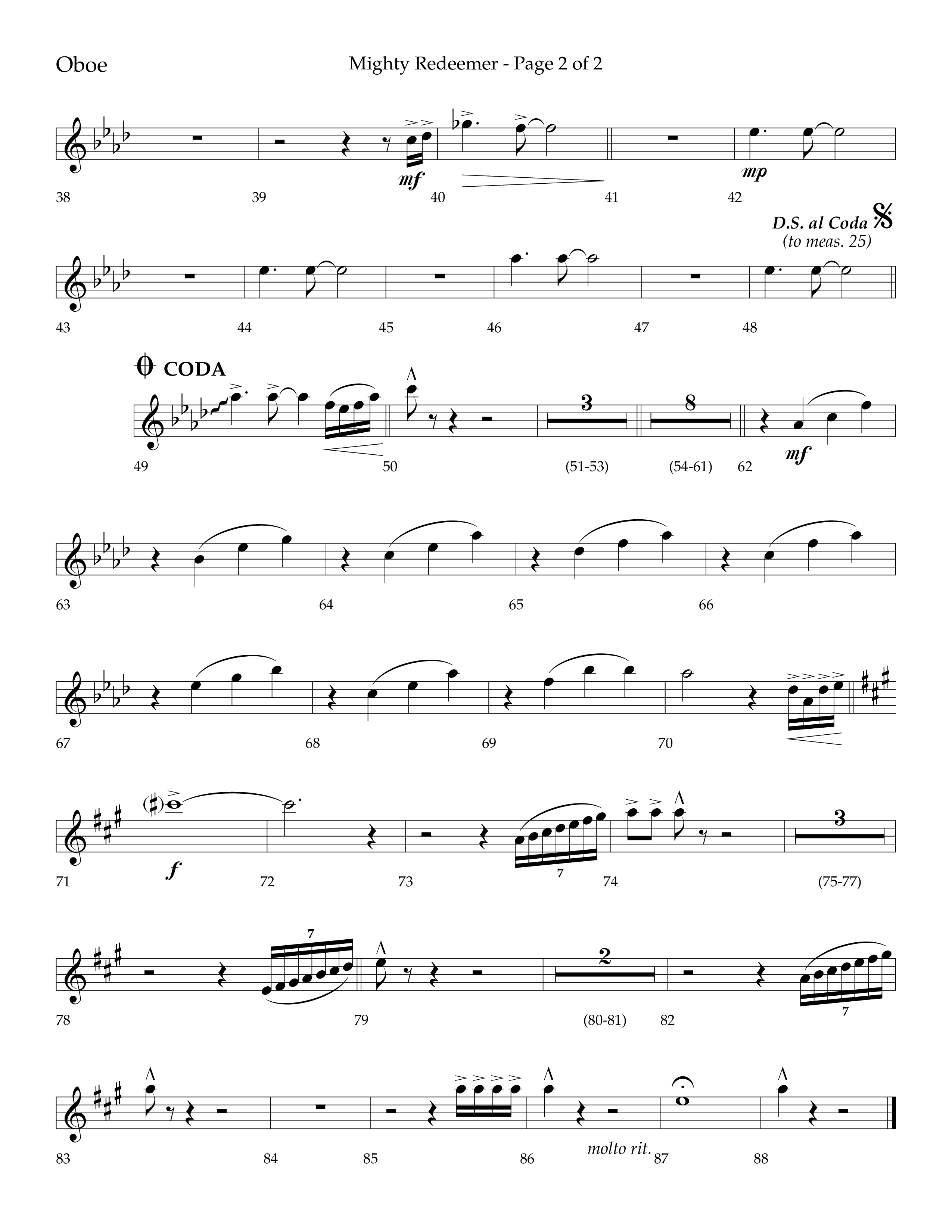 Mighty Redeemer (Choral Anthem SATB) Oboe (Lifeway Choral / Arr. Ken Barker / Orch. Ric Domenico)