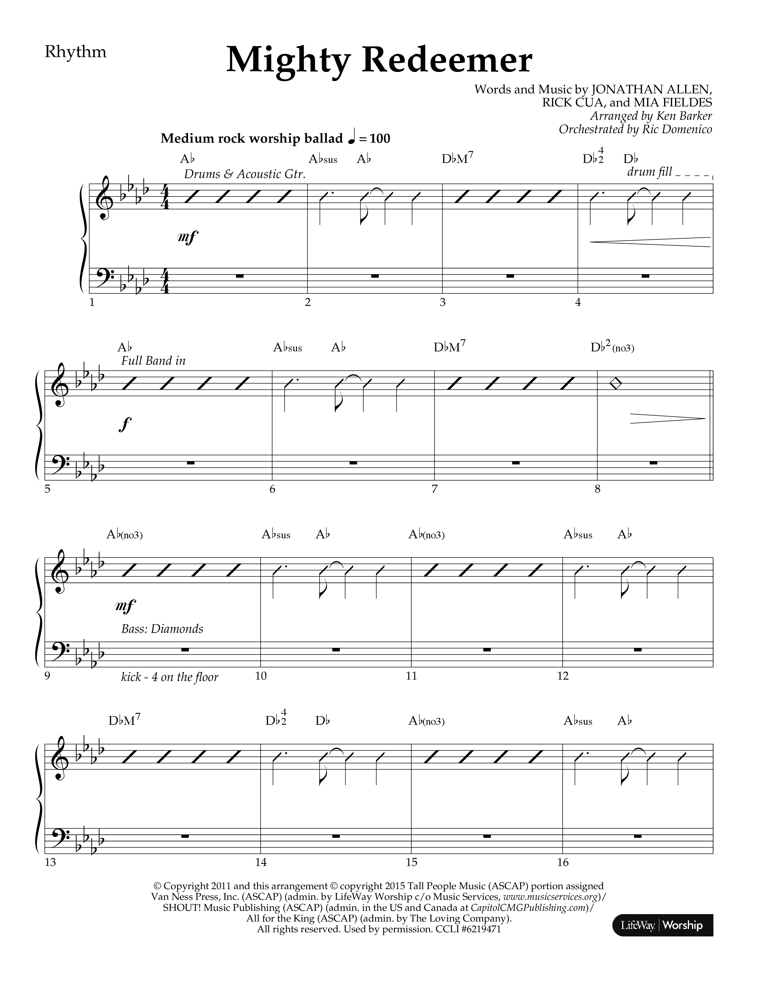 Mighty Redeemer (Choral Anthem SATB) Lead Melody & Rhythm (Lifeway Choral / Arr. Ken Barker / Orch. Ric Domenico)