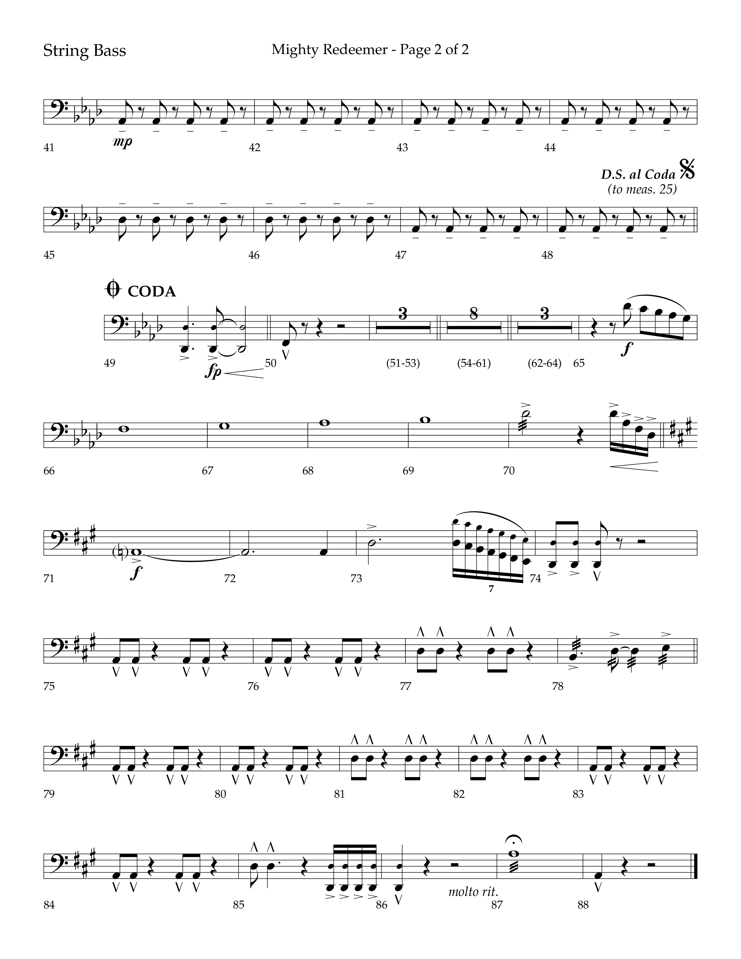 Mighty Redeemer (Choral Anthem SATB) String Bass (Lifeway Choral / Arr. Ken Barker / Orch. Ric Domenico)