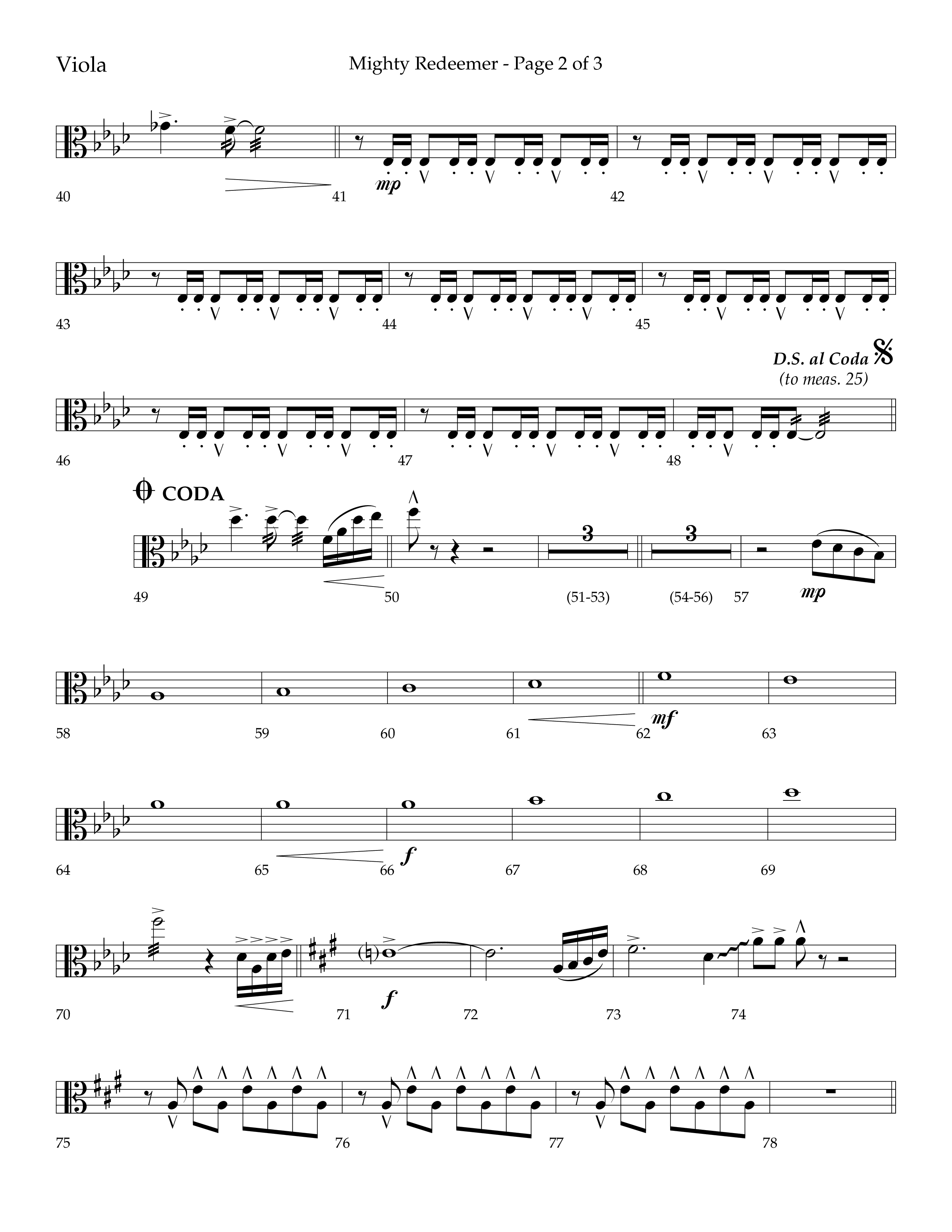 Mighty Redeemer (Choral Anthem SATB) Viola (Lifeway Choral / Arr. Ken Barker / Orch. Ric Domenico)