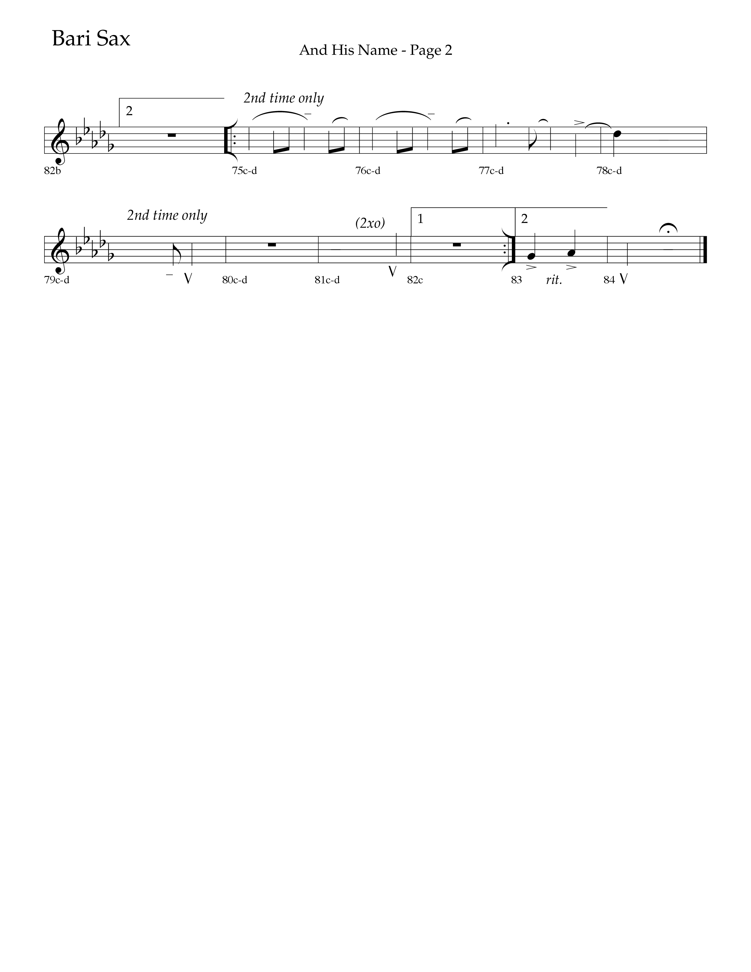 And His Name (Choral Anthem SATB) Bari Sax (Lifeway Choral / Arr. Linda McCrary-Fisher / Arr. Tommy Walker / Orch. Chris McDonald)