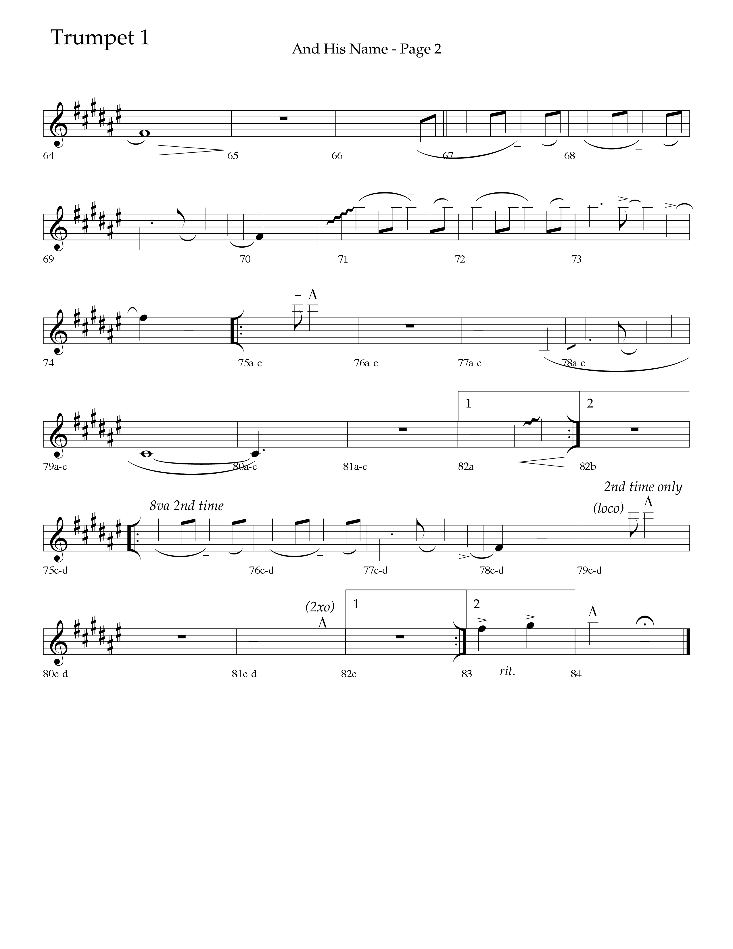 And His Name (Choral Anthem SATB) Trumpet 1 (Lifeway Choral / Arr. Linda McCrary-Fisher / Arr. Tommy Walker / Orch. Chris McDonald)