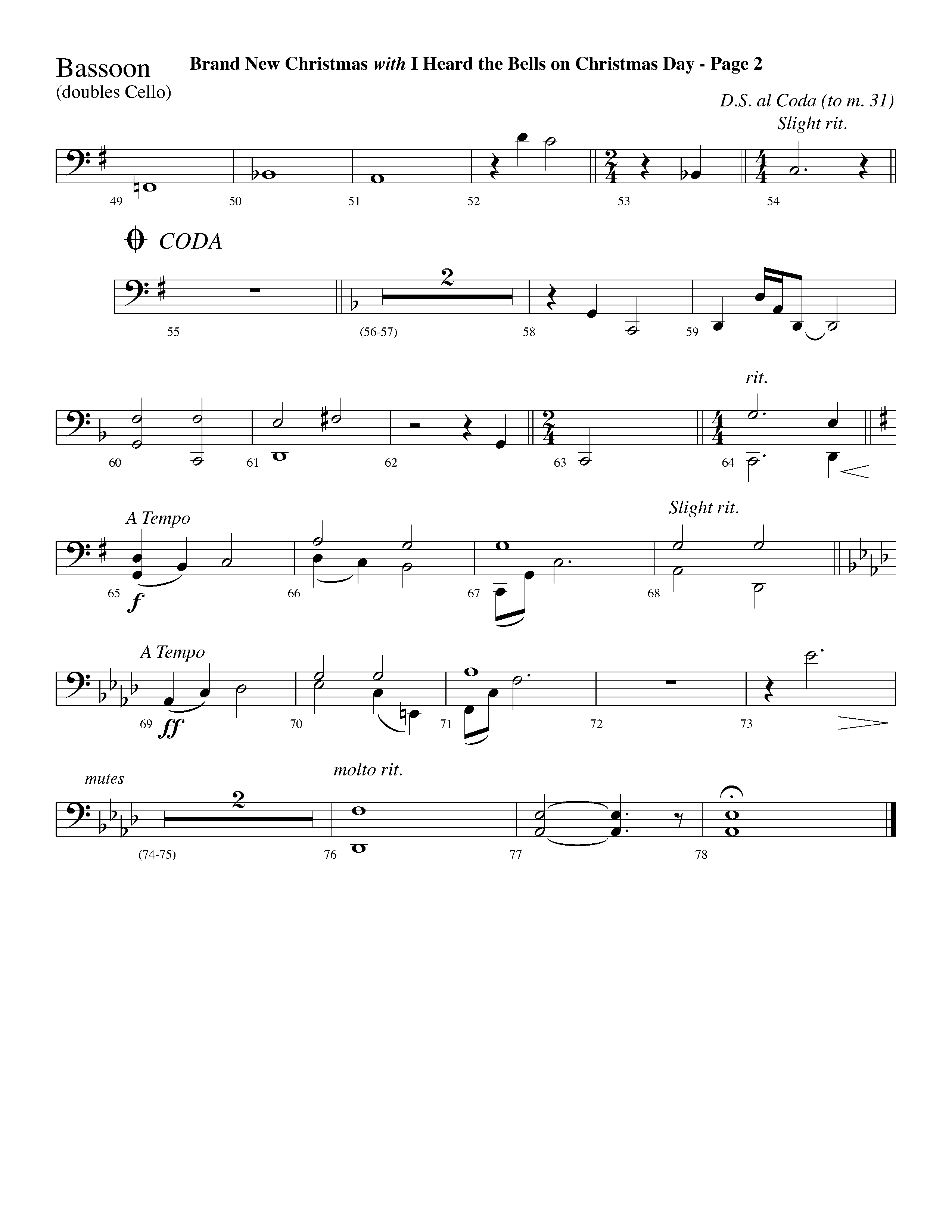 Brand New Christmas (Choral Anthem SATB) Bassoon (Lifeway Choral / Arr. Dave Williamson)