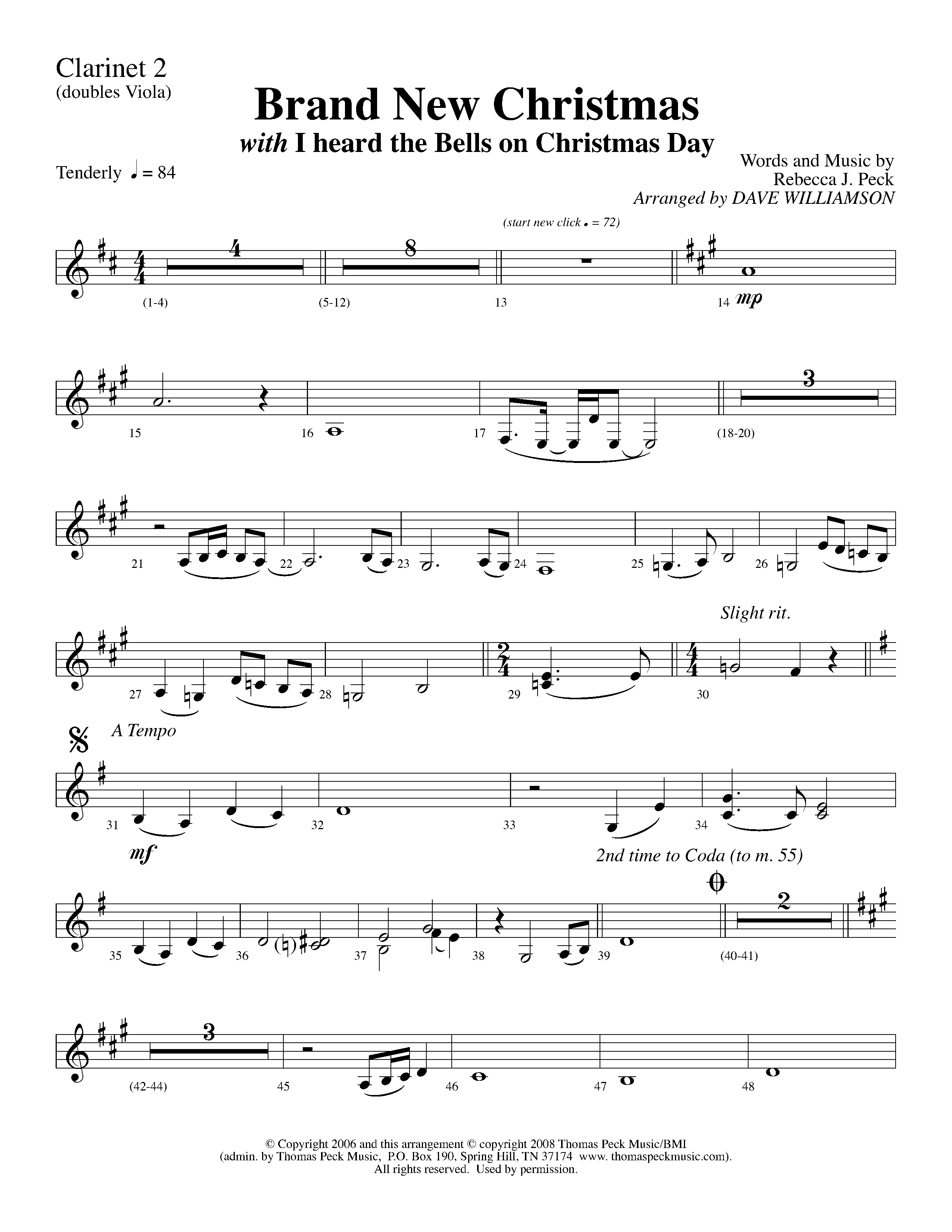 Brand New Christmas (Choral Anthem SATB) Clarinet (Lifeway Choral / Arr. Dave Williamson)