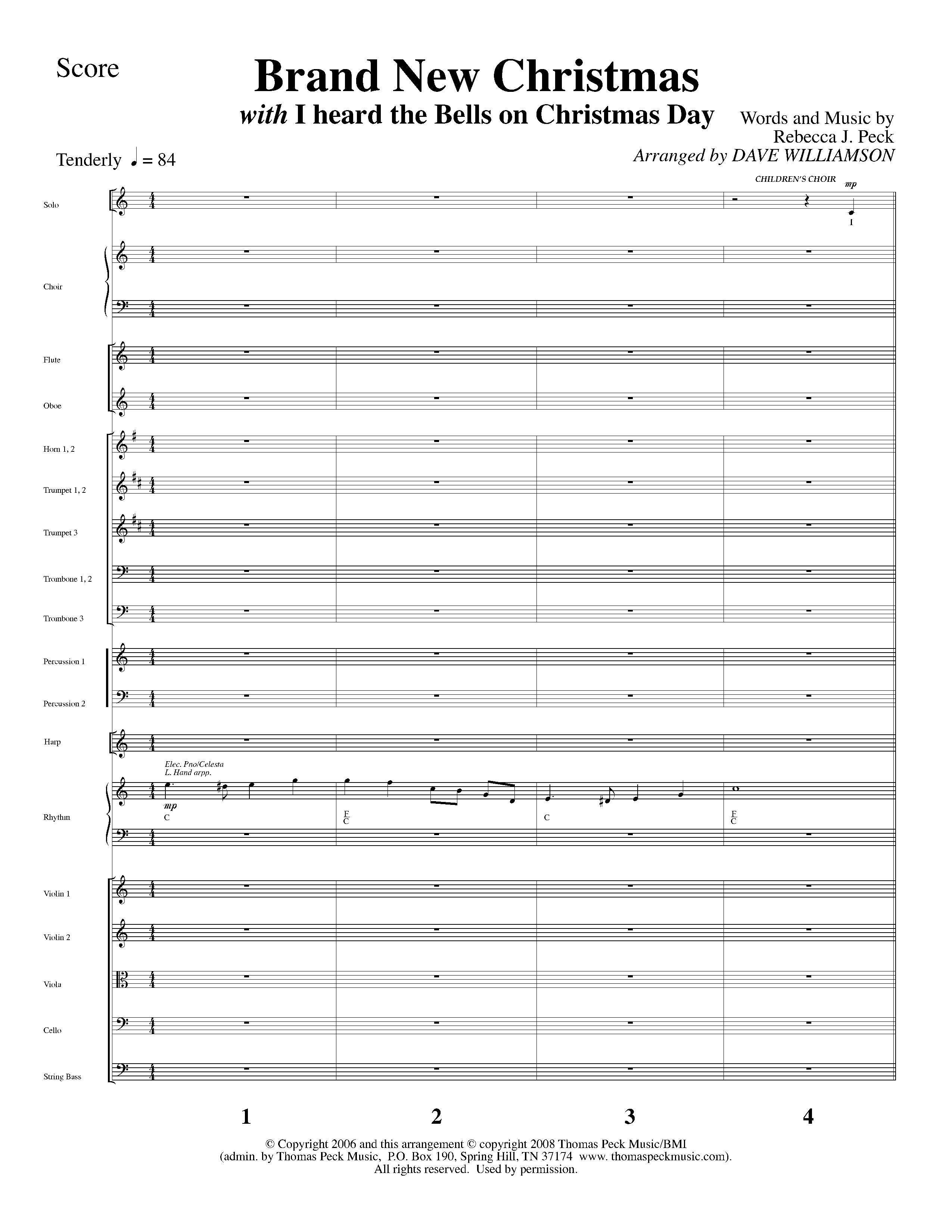 Brand New Christmas (Choral Anthem SATB) Orchestration (Lifeway Choral / Arr. Dave Williamson)