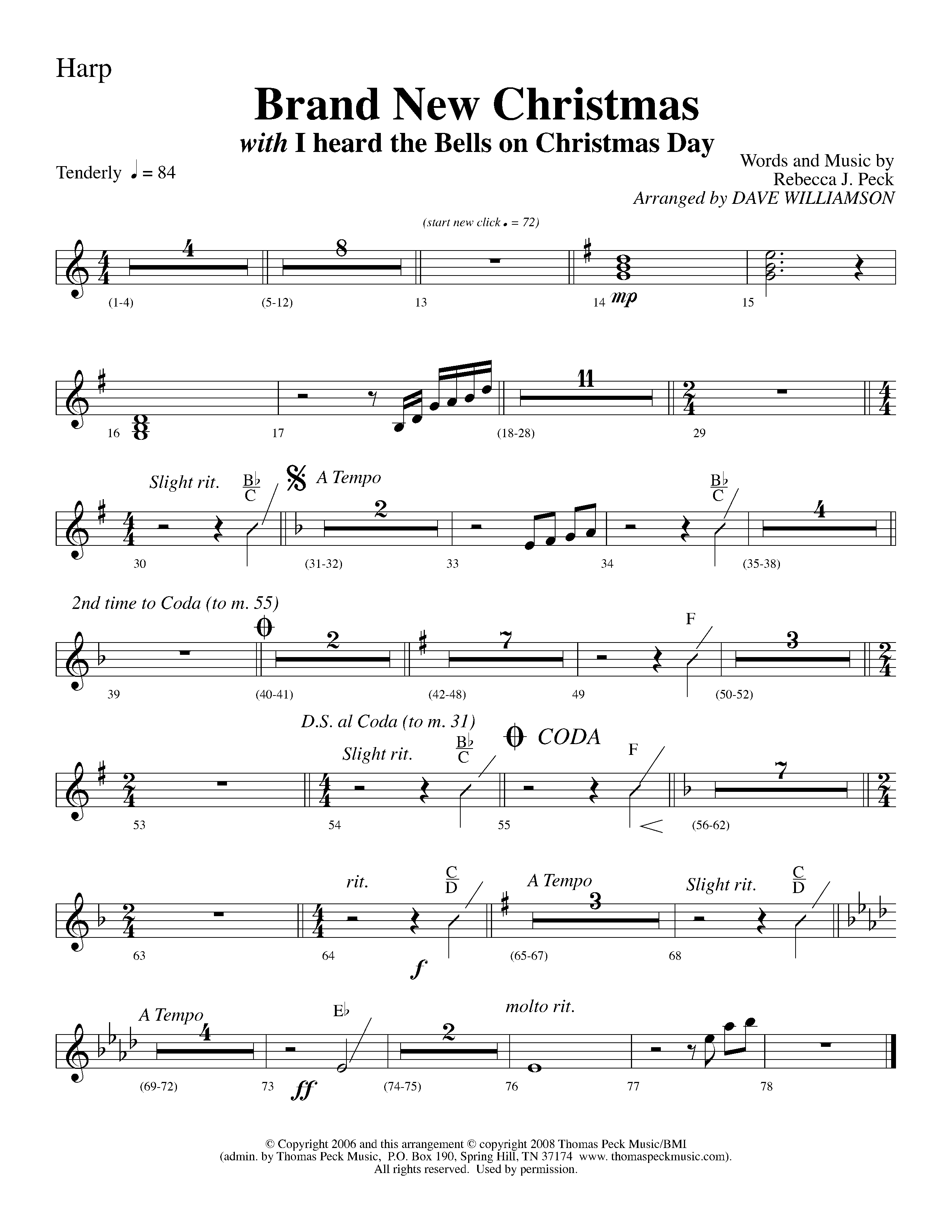 Brand New Christmas (Choral Anthem SATB) Harp (Lifeway Choral / Arr. Dave Williamson)