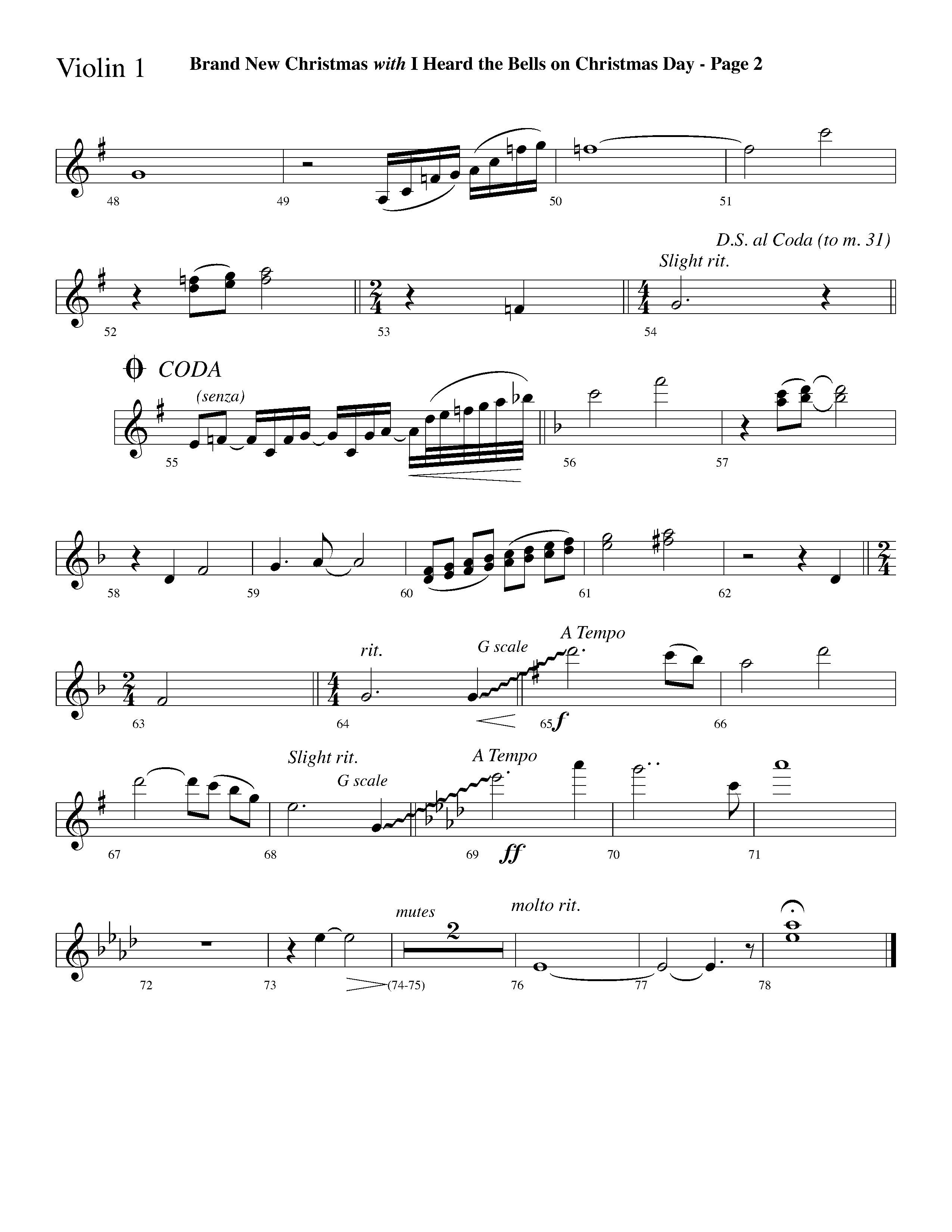 Brand New Christmas (Choral Anthem SATB) Violin 1 (Lifeway Choral / Arr. Dave Williamson)