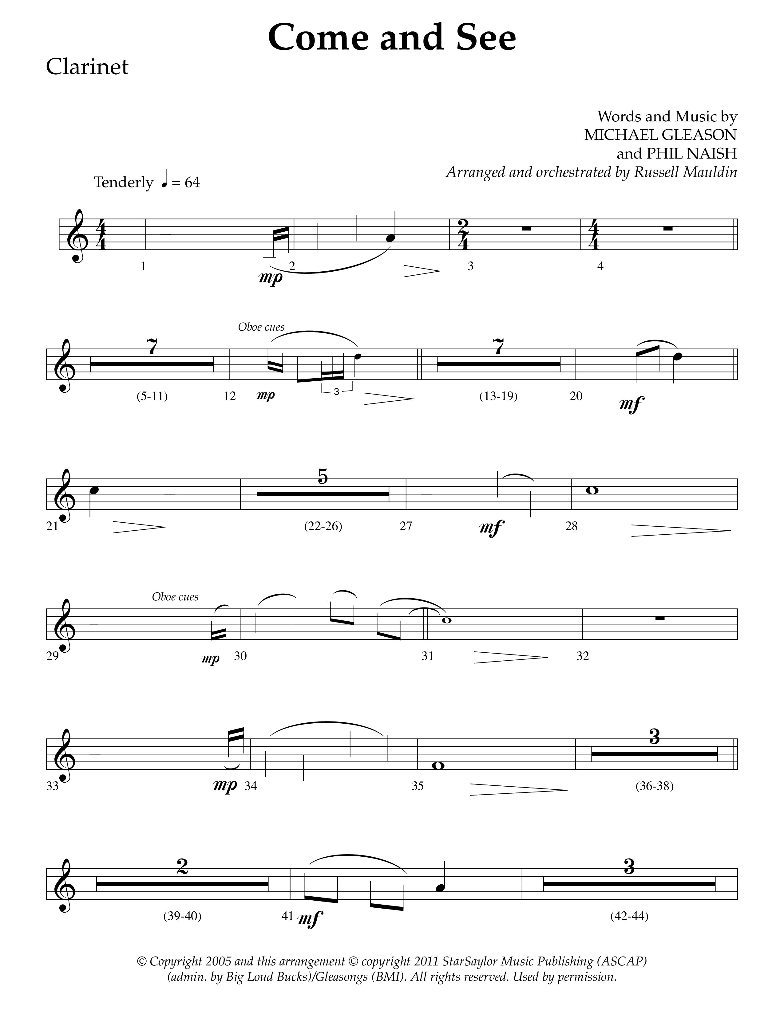 Come And See (Choral Anthem SATB) Clarinet 1/2 (Lifeway Choral / Arr. Russell Mauldin)