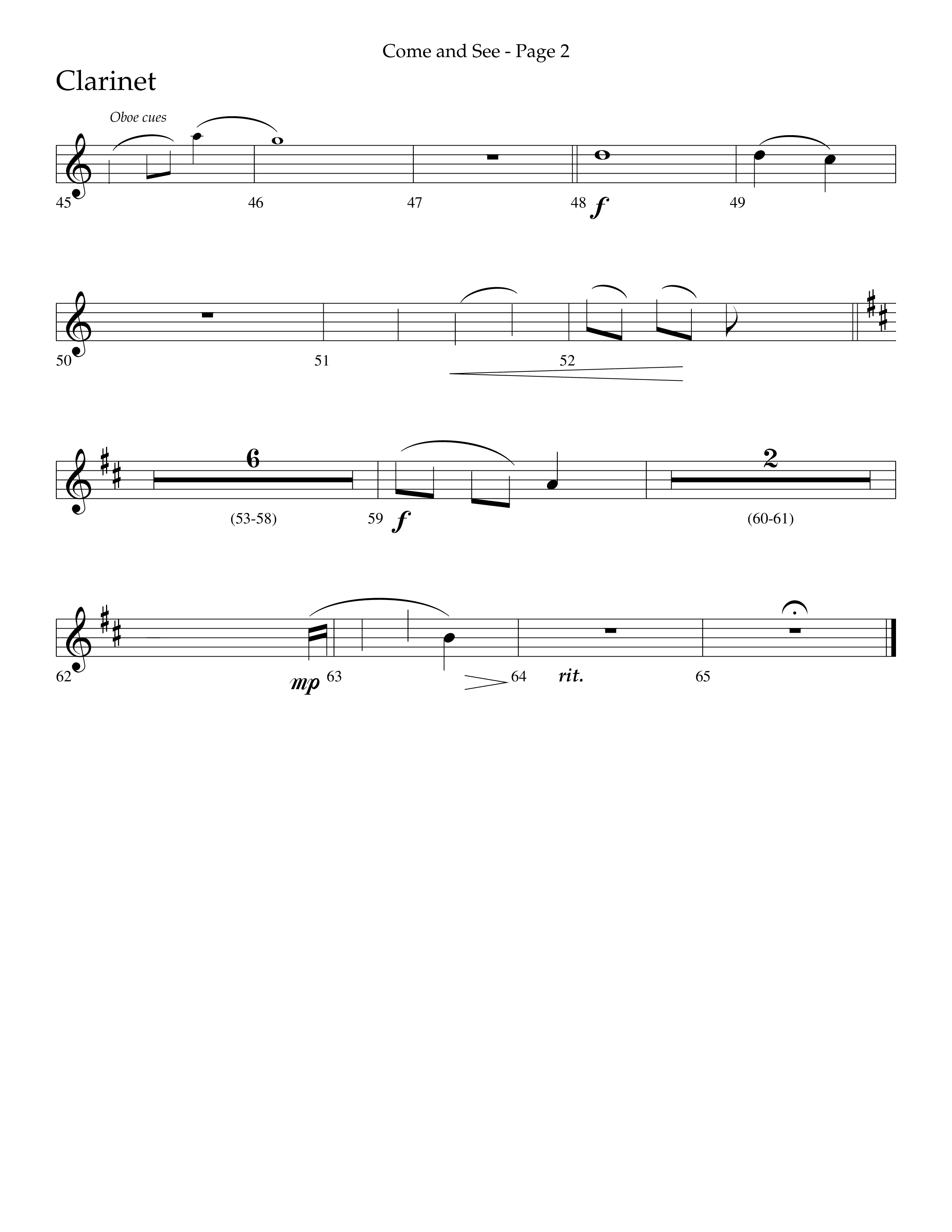 Come And See (Choral Anthem SATB) Clarinet 1/2 (Lifeway Choral / Arr. Russell Mauldin)