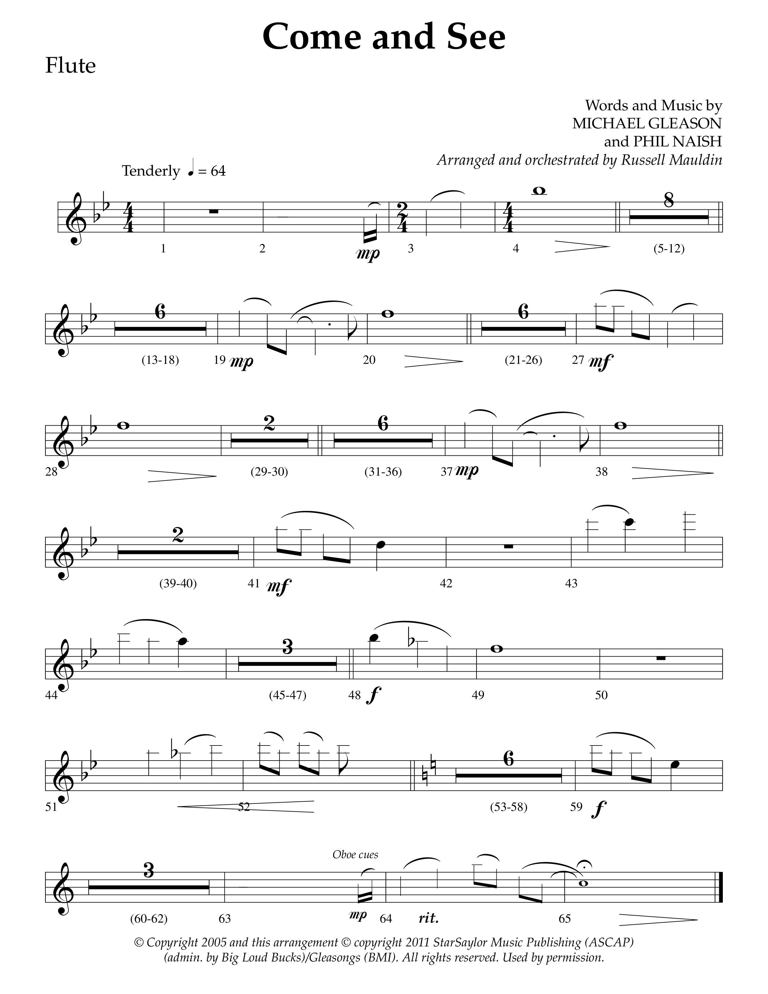 Come And See (Choral Anthem SATB) Flute (Lifeway Choral / Arr. Russell Mauldin)