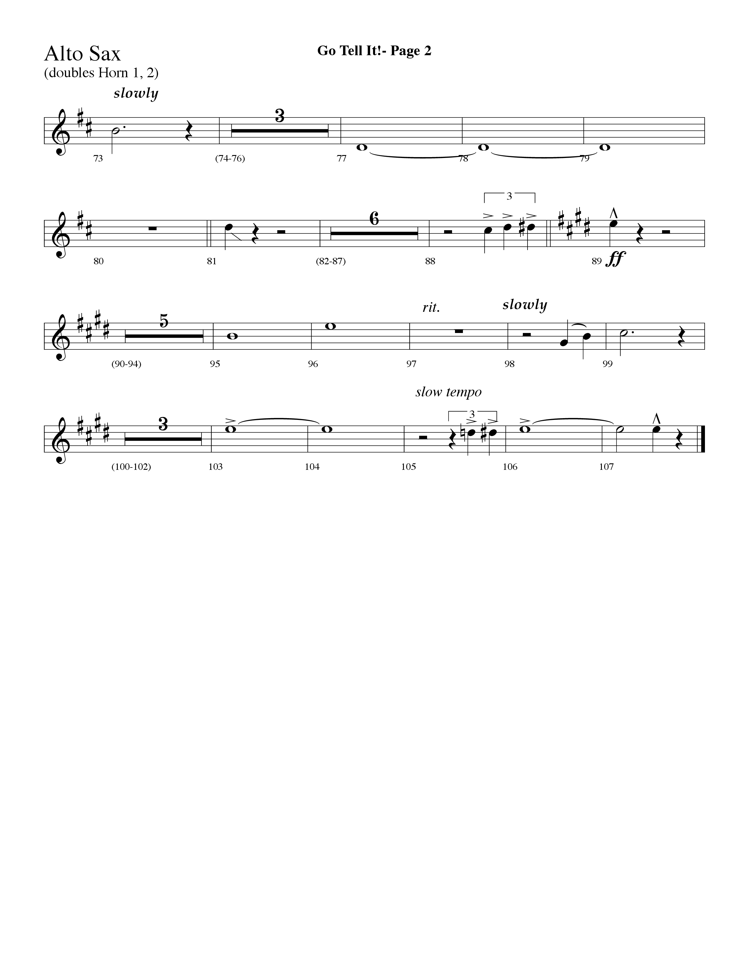 Go Tell It (with Go Tell It On The Mountain and Tell It) (Choral Anthem SATB) Alto Sax (Lifeway Choral / Arr. Dave Williamson)