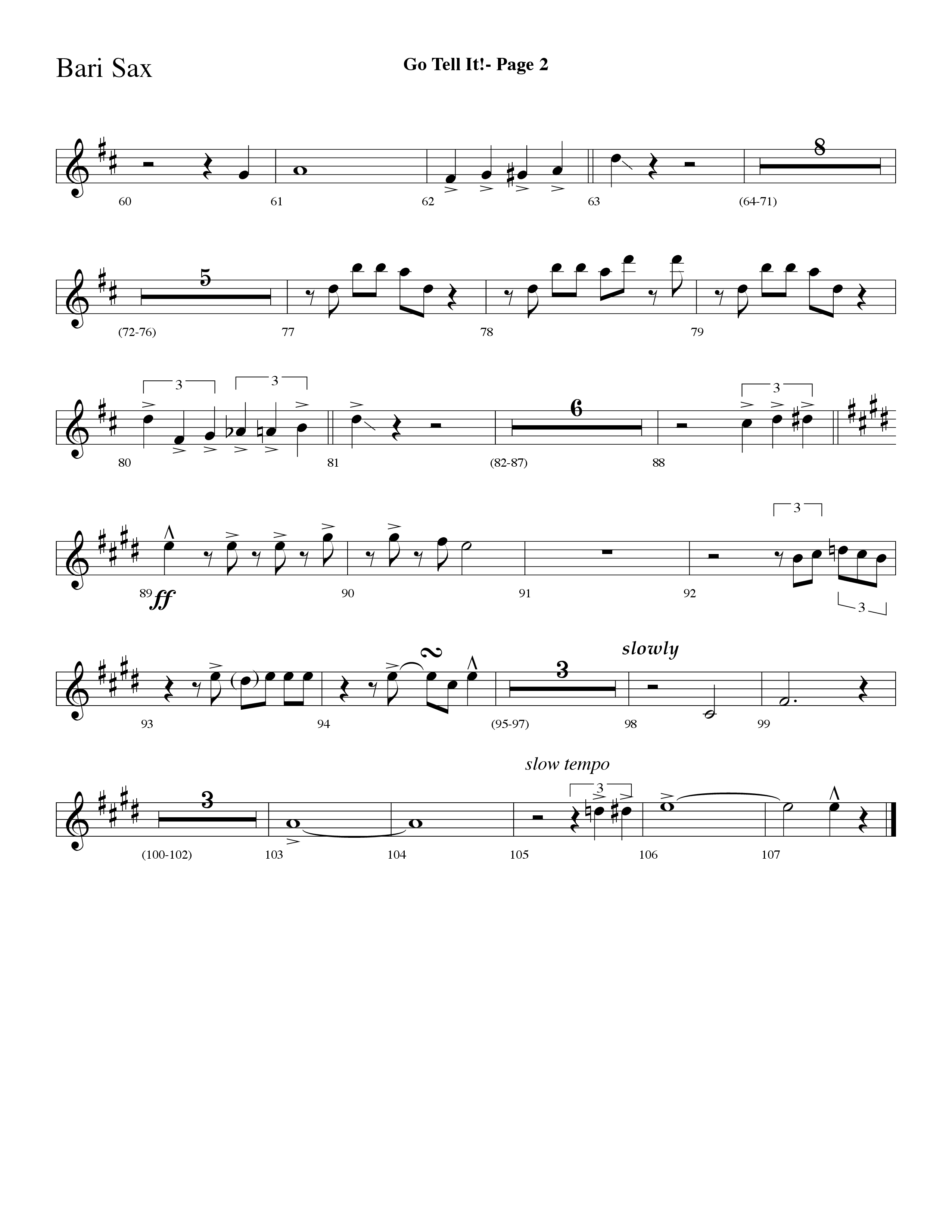 Go Tell It (with Go Tell It On The Mountain and Tell It) (Choral Anthem SATB) Bari Sax (Lifeway Choral / Arr. Dave Williamson)