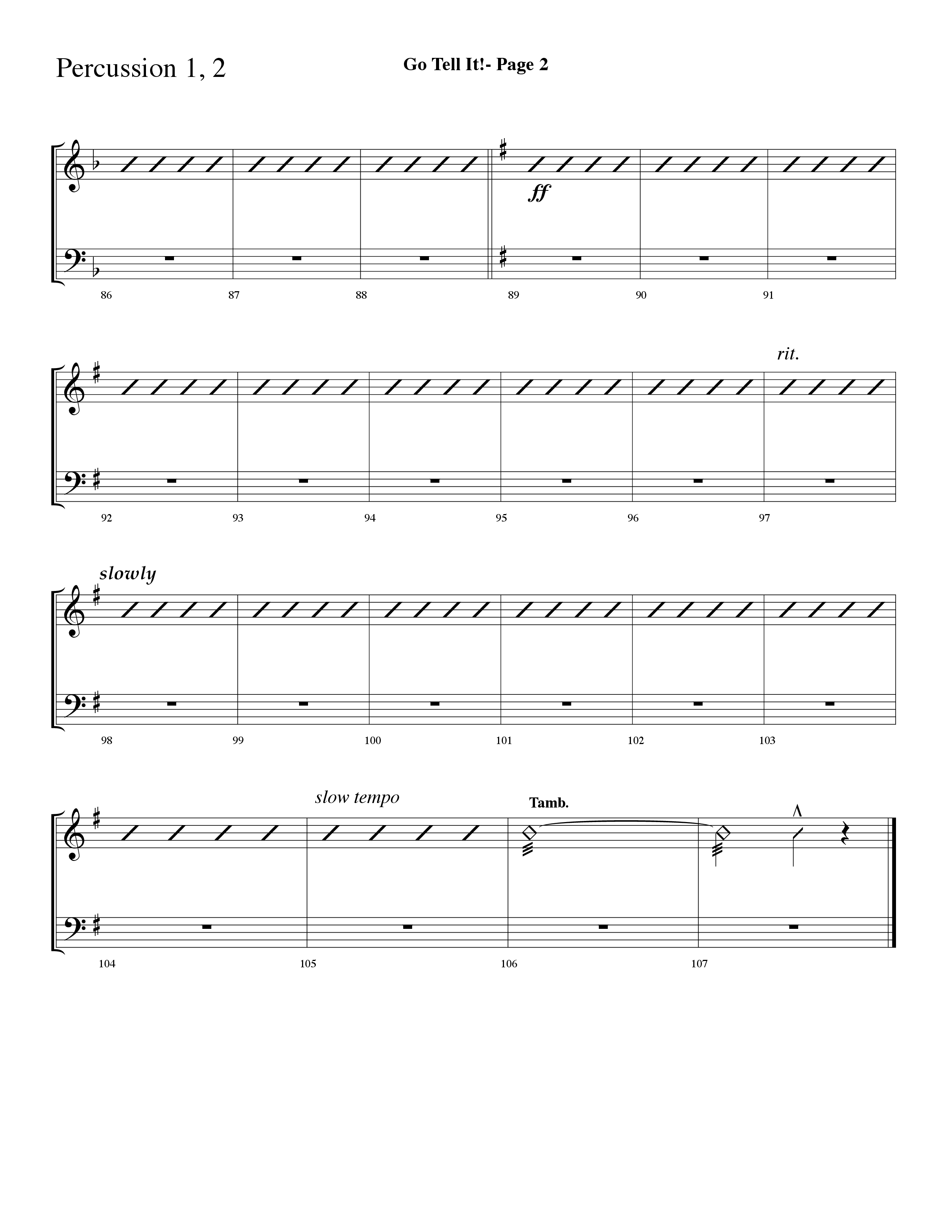 Go Tell It (with Go Tell It On The Mountain and Tell It) (Choral Anthem SATB) Percussion 1/2 (Lifeway Choral / Arr. Dave Williamson)
