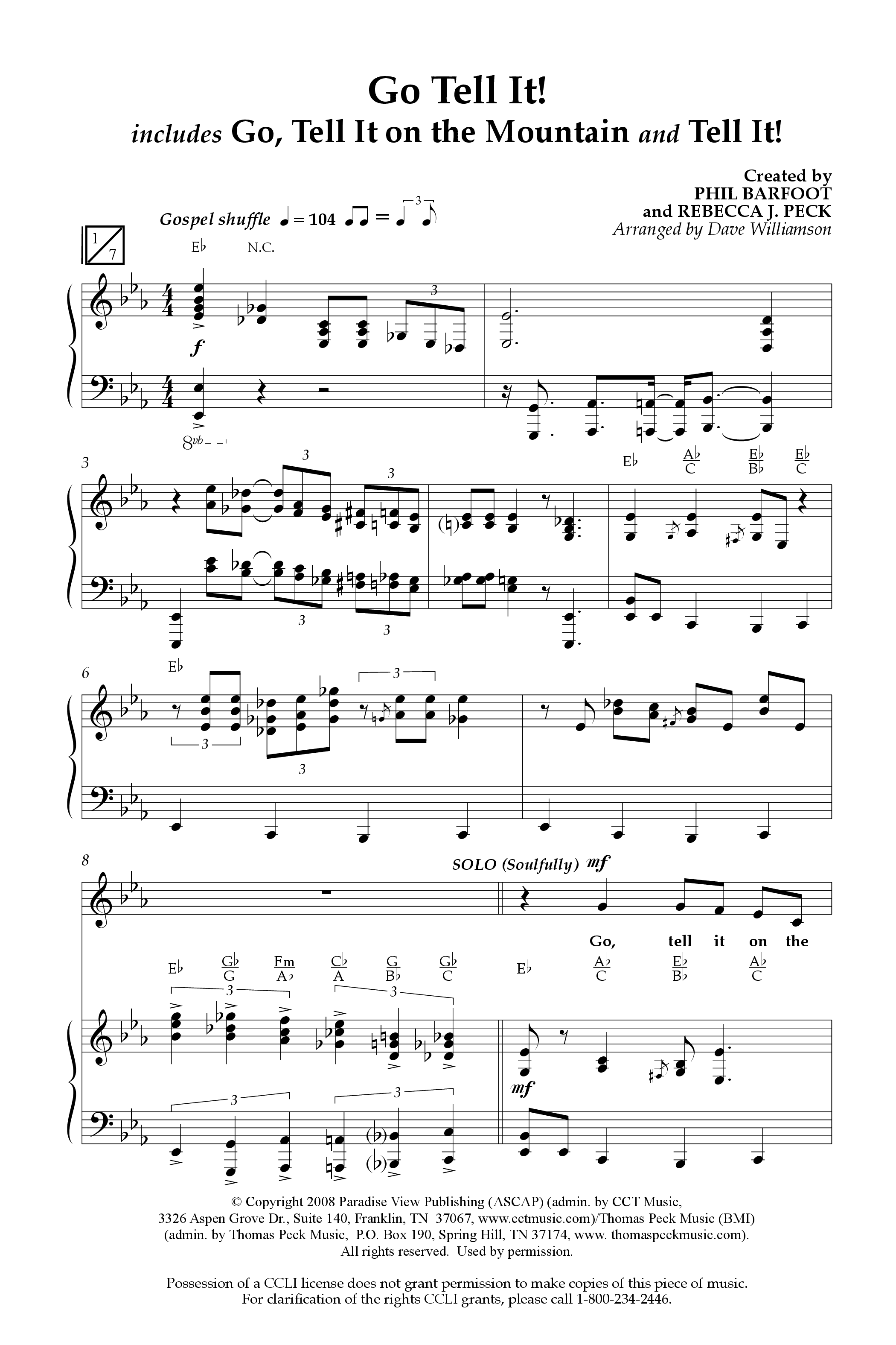 Go Tell It (with Go Tell It On The Mountain and Tell It) (Choral Anthem SATB) Anthem (SATB/Piano) (Lifeway Choral / Arr. Dave Williamson)