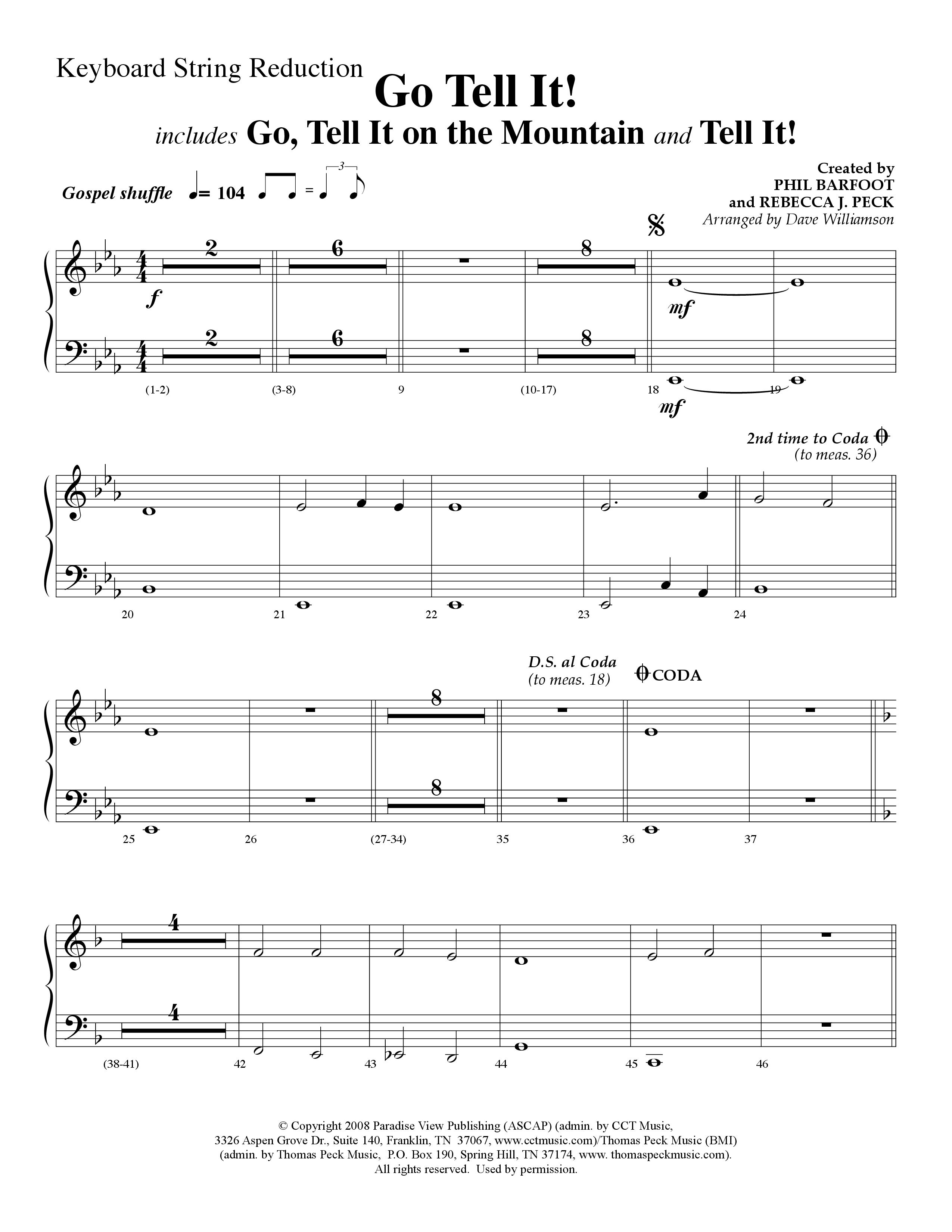Go Tell It (with Go Tell It On The Mountain and Tell It) (Choral Anthem SATB) String Reduction (Lifeway Choral / Arr. Dave Williamson)