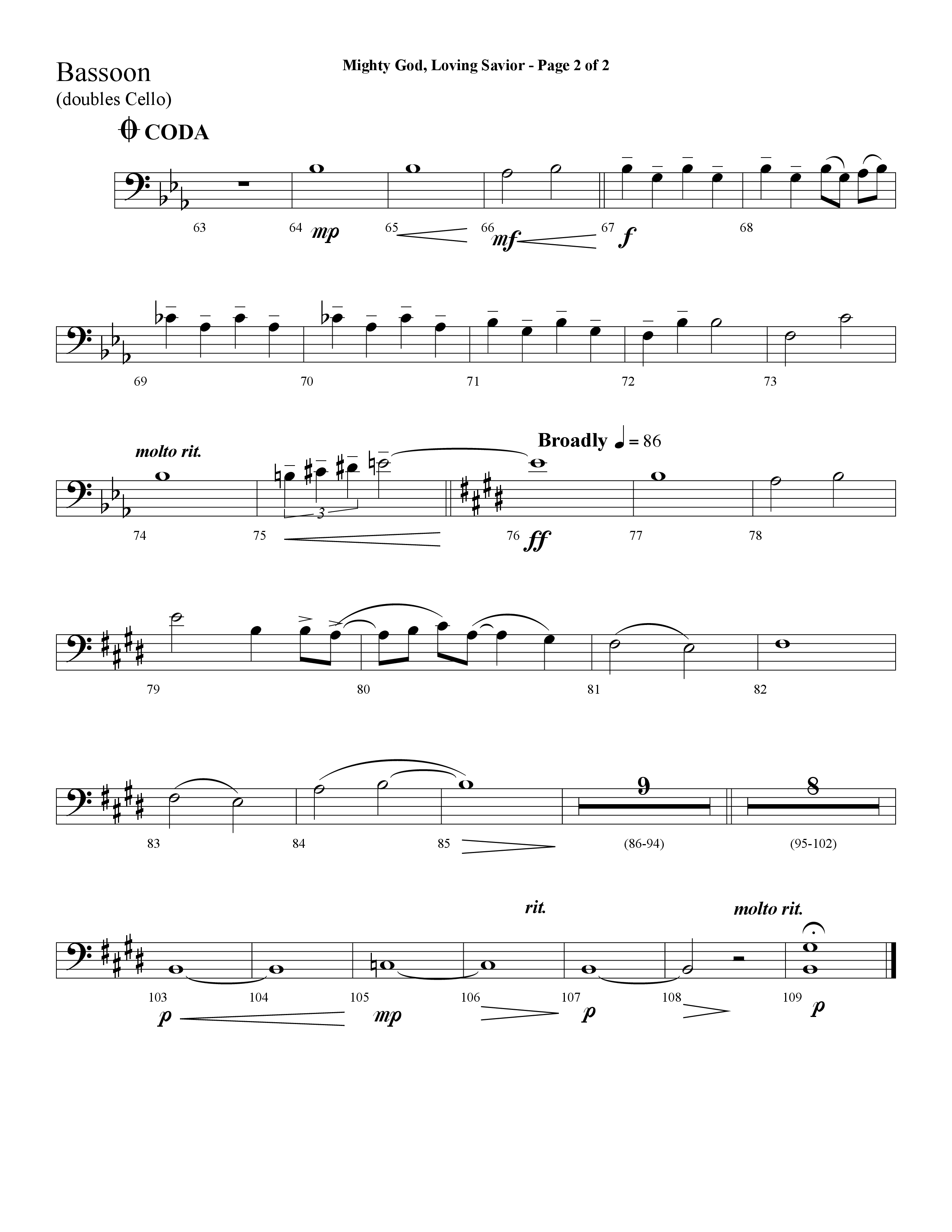 Mighty God Loving Savior (Choral Anthem SATB) Bassoon (Lifeway Choral / Arr. Cliff Duren)