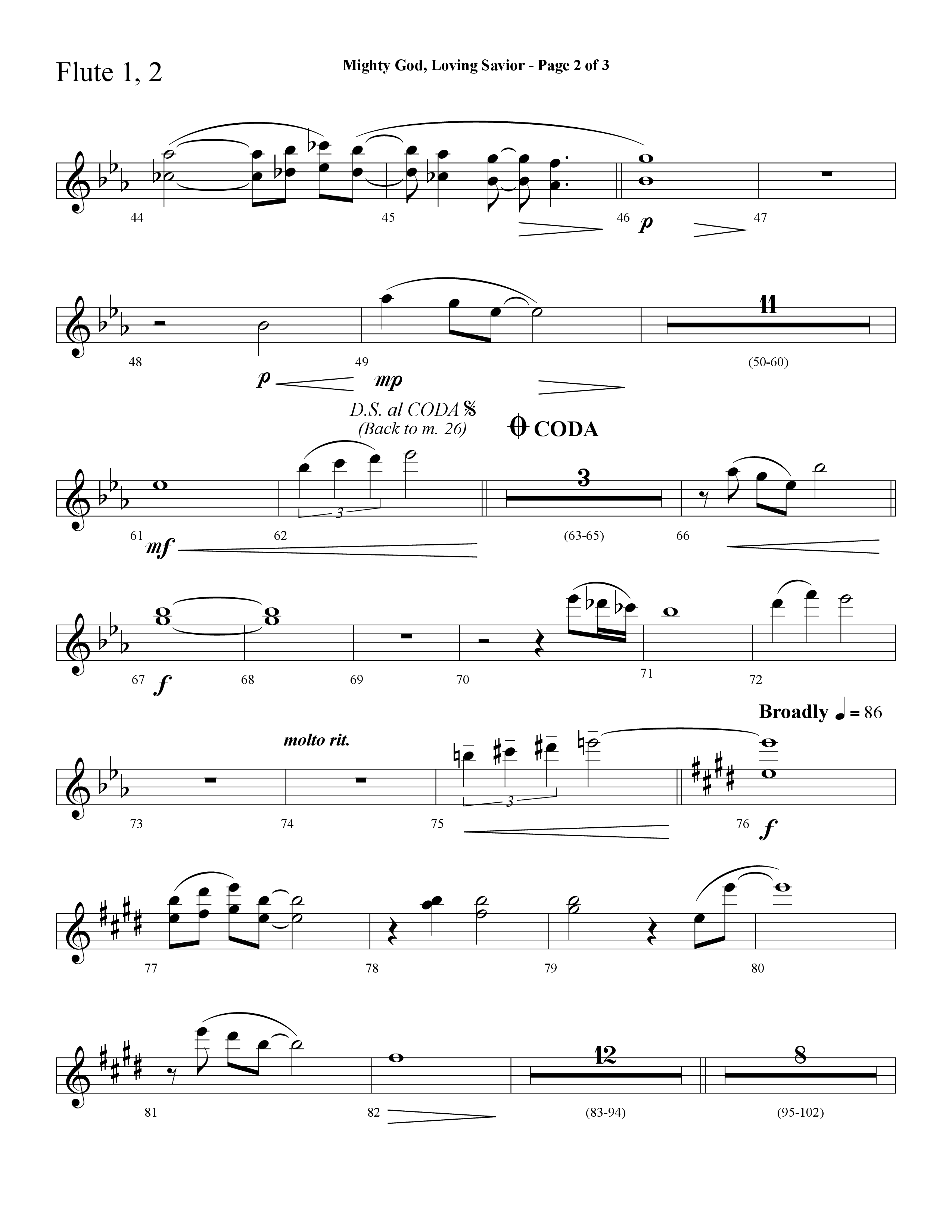 Mighty God Loving Savior (Choral Anthem SATB) Flute 1/2 (Lifeway Choral / Arr. Cliff Duren)