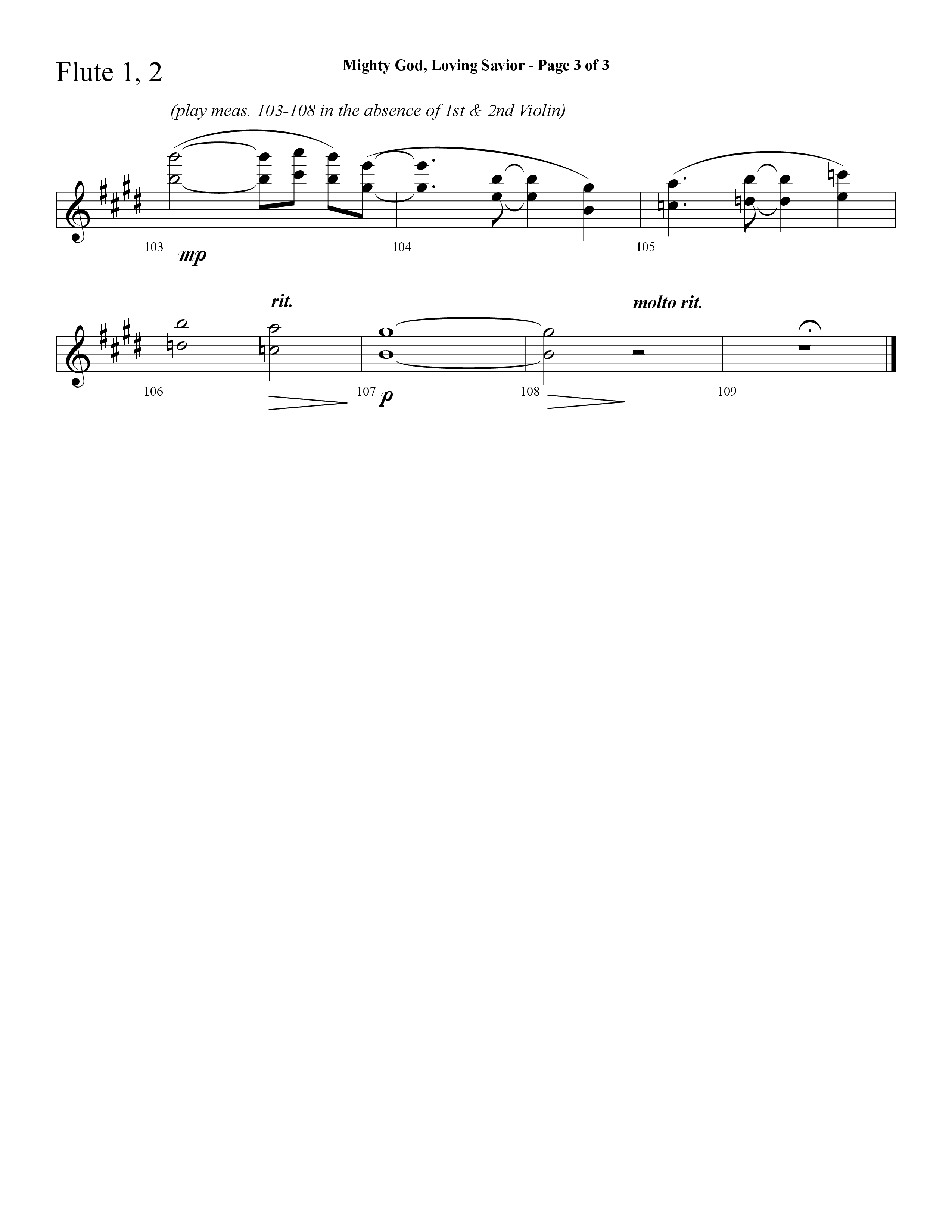 Mighty God Loving Savior (Choral Anthem SATB) Flute 1/2 (Lifeway Choral / Arr. Cliff Duren)