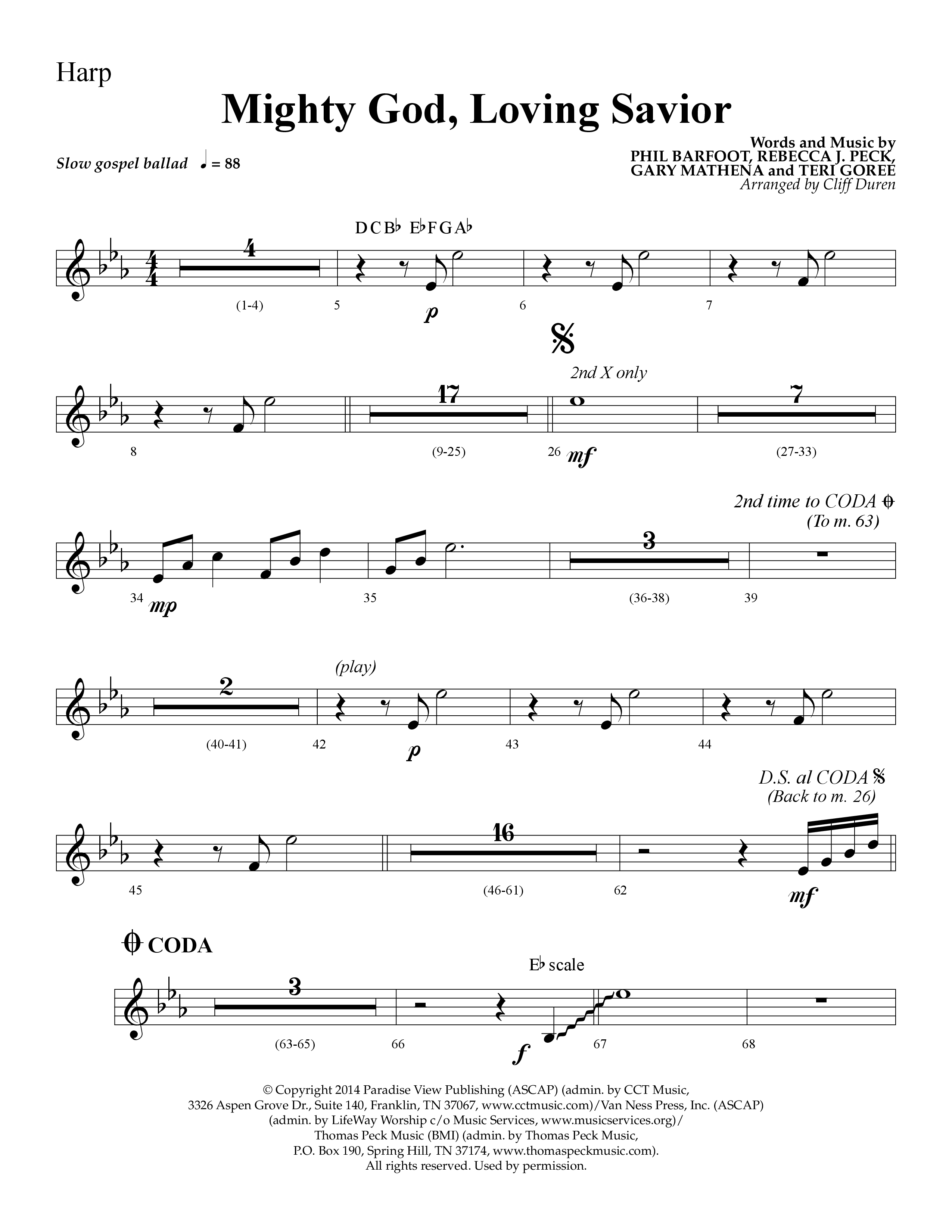 Mighty God Loving Savior (Choral Anthem SATB) Harp (Lifeway Choral / Arr. Cliff Duren)