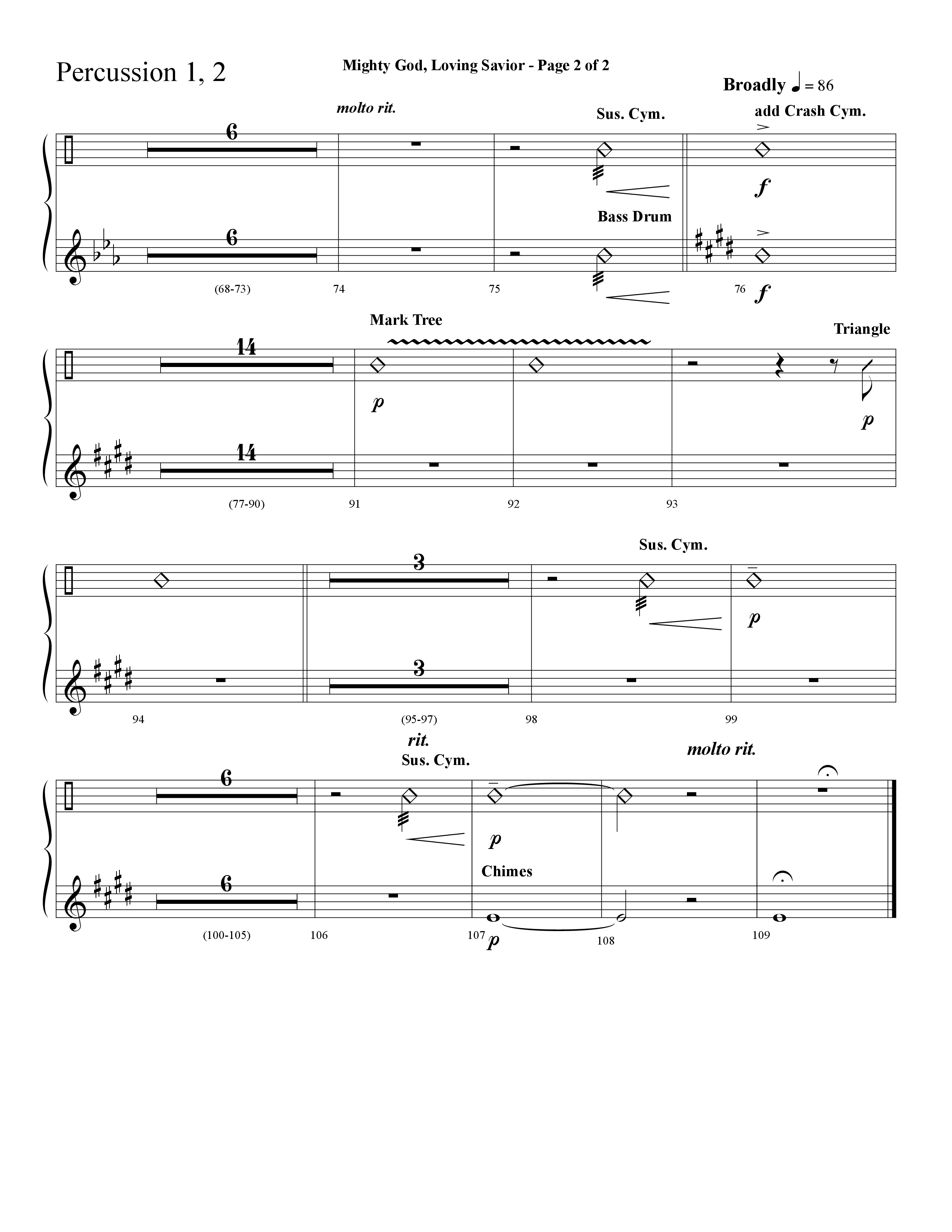 Mighty God Loving Savior (Choral Anthem SATB) Percussion 1/2 (Lifeway Choral / Arr. Cliff Duren)