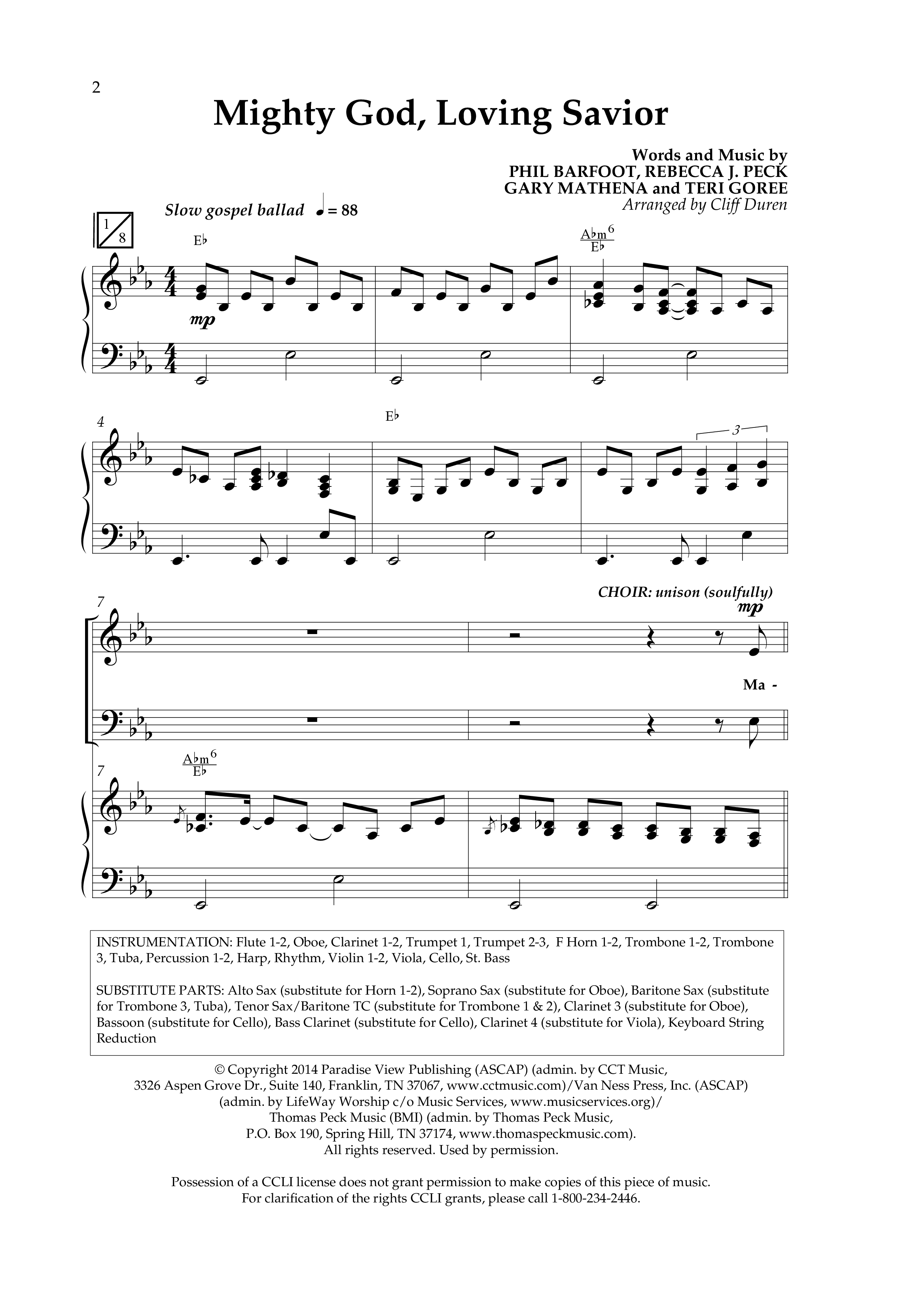 Mighty God Loving Savior (Choral Anthem SATB) Anthem (SATB/Piano) (Lifeway Choral / Arr. Cliff Duren)