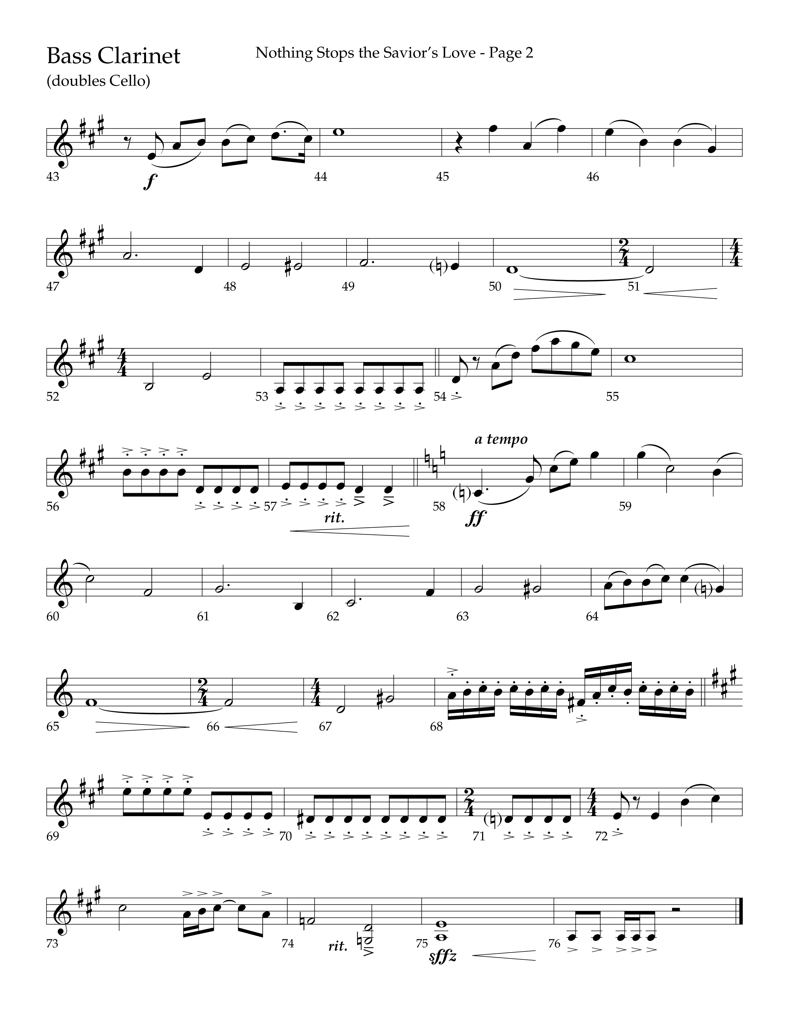 Nothing Stops The Saviors Love (Choral Anthem SATB) Bass Clarinet (Lifeway Choral / Arr. Phillip Keveren / Arr. Don Koch / Orch. Phillip Keveren)