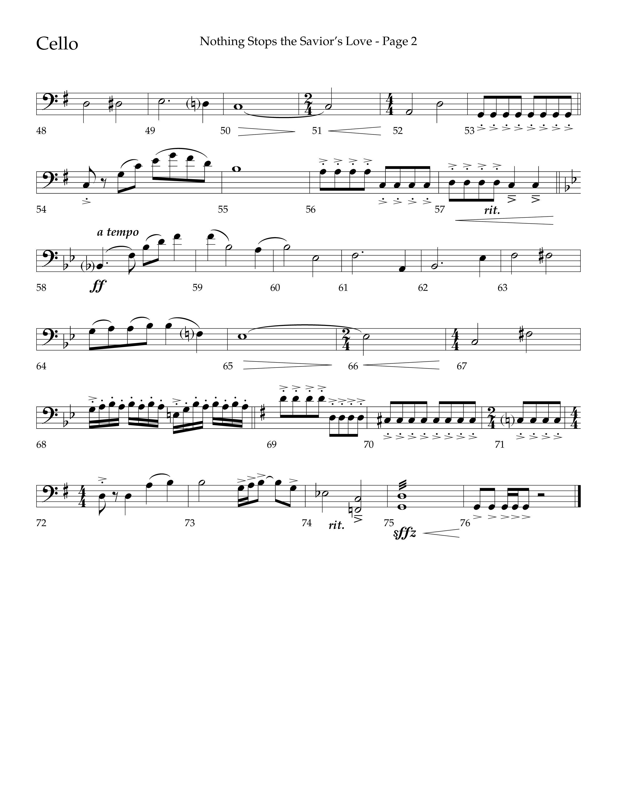 Nothing Stops The Saviors Love (Choral Anthem SATB) Cello (Lifeway Choral / Arr. Phillip Keveren / Arr. Don Koch / Orch. Phillip Keveren)