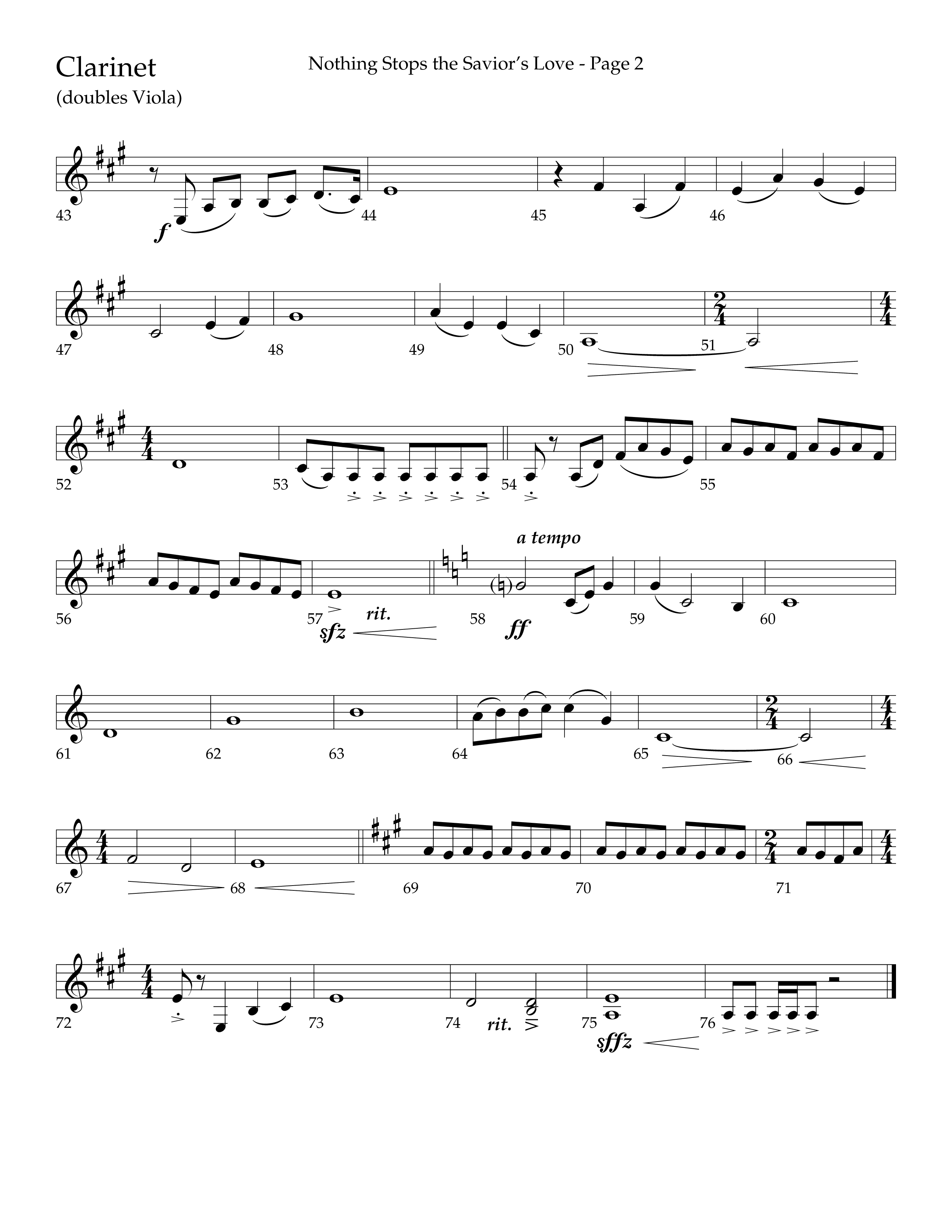 Nothing Stops The Saviors Love (Choral Anthem SATB) Clarinet (Lifeway Choral / Arr. Phillip Keveren / Arr. Don Koch / Orch. Phillip Keveren)