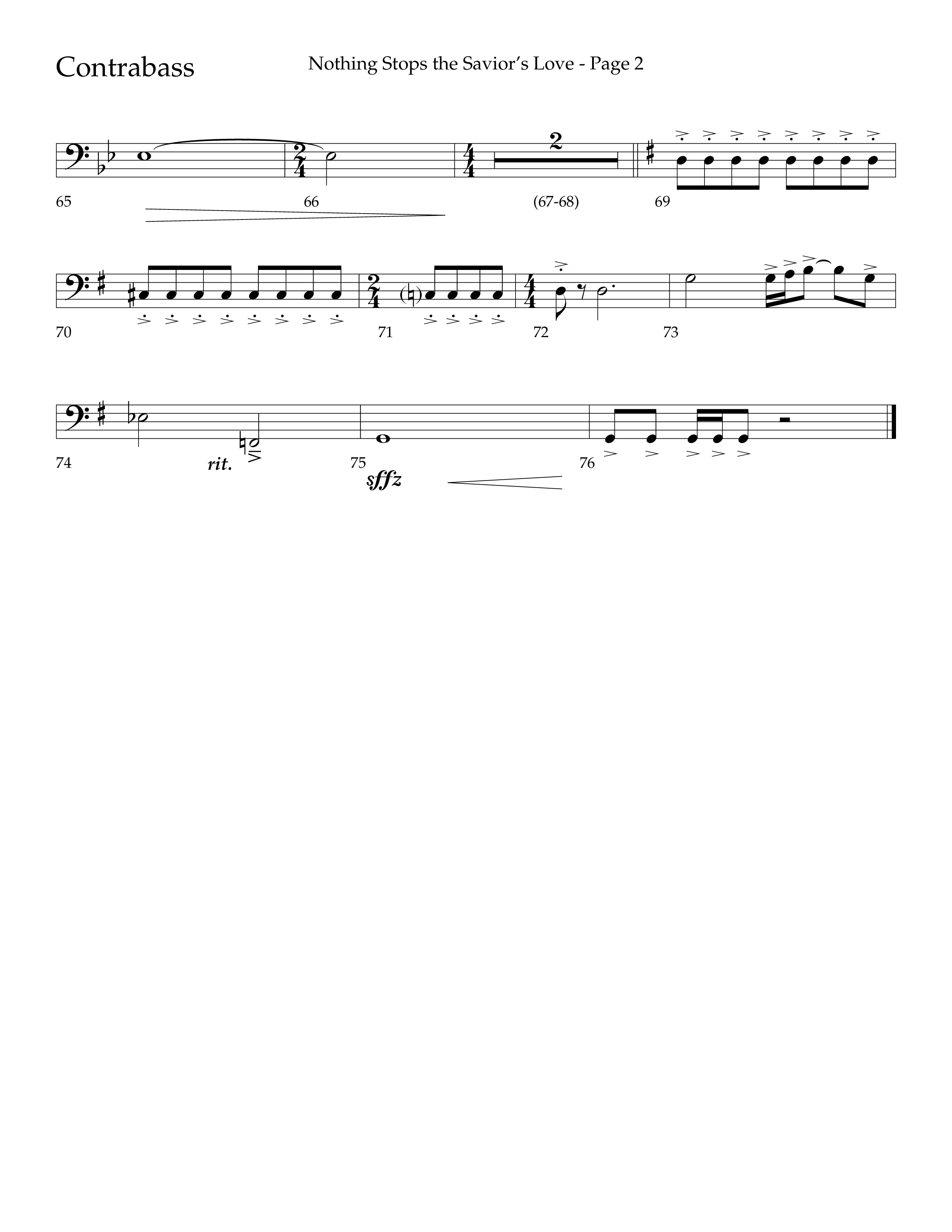 Nothing Stops The Saviors Love (Choral Anthem SATB) Contrabass (Lifeway Choral / Arr. Phillip Keveren / Arr. Don Koch / Orch. Phillip Keveren)