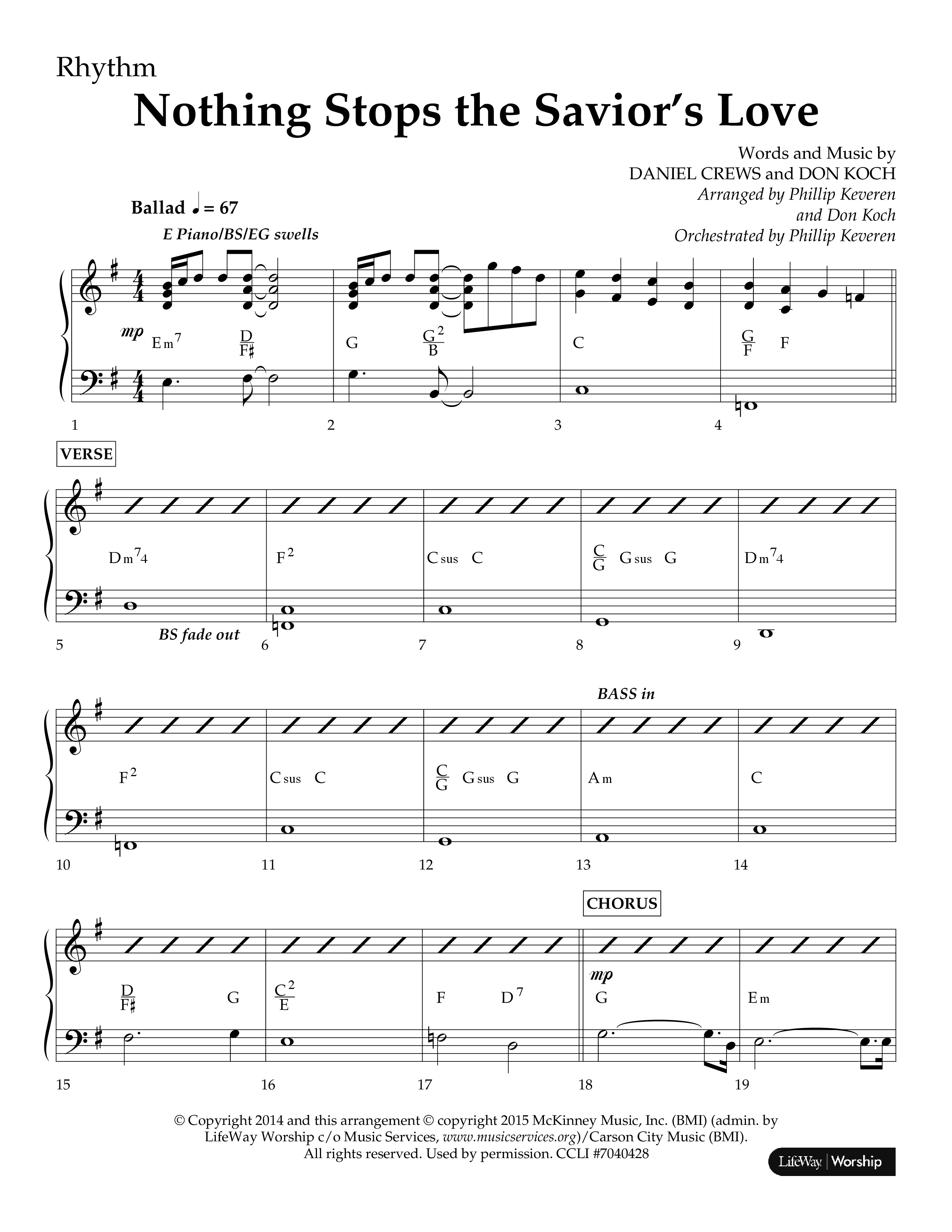 Nothing Stops The Saviors Love (Choral Anthem SATB) Lead Melody & Rhythm (Lifeway Choral / Arr. Phillip Keveren / Arr. Don Koch / Orch. Phillip Keveren)
