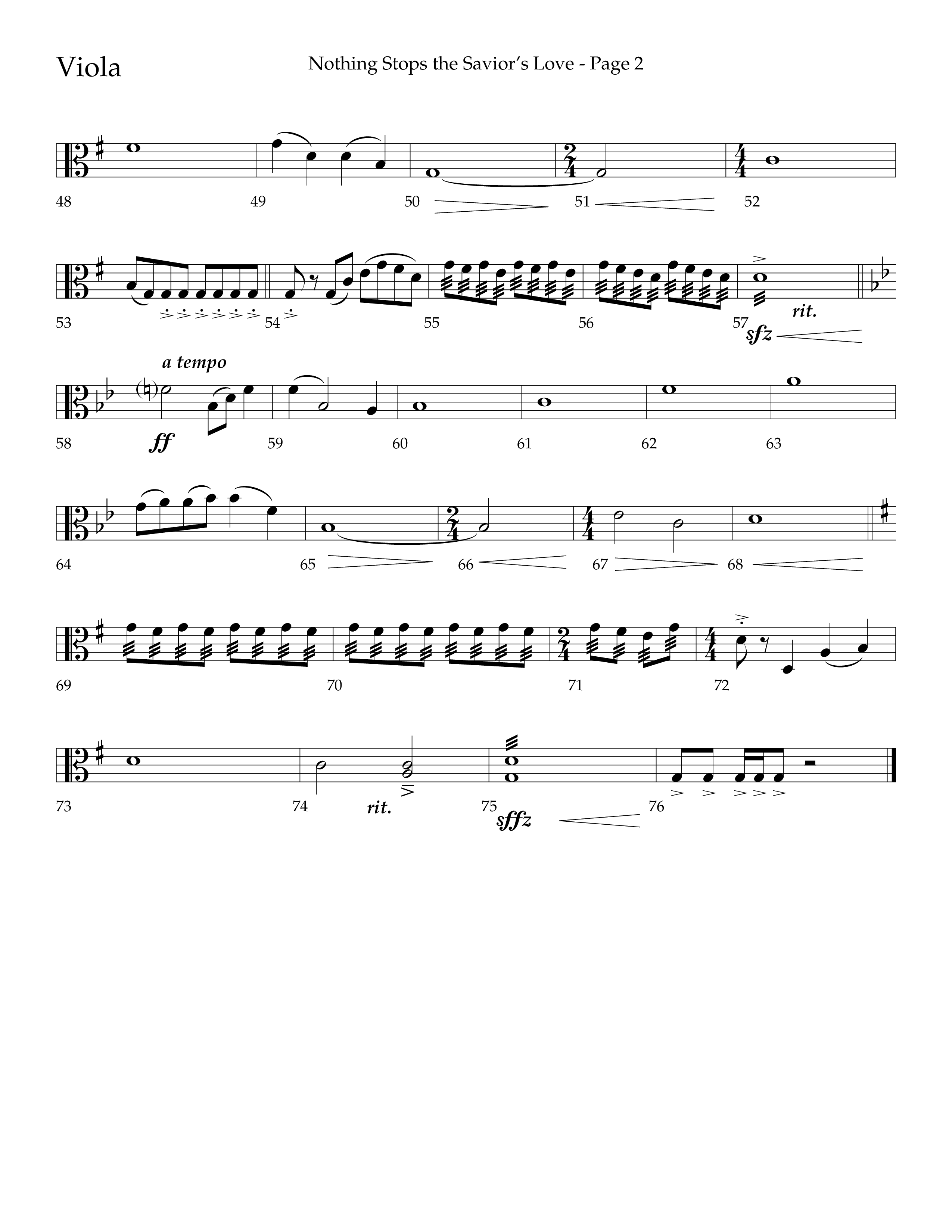 Nothing Stops The Saviors Love (Choral Anthem SATB) Viola (Lifeway Choral / Arr. Phillip Keveren / Arr. Don Koch / Orch. Phillip Keveren)