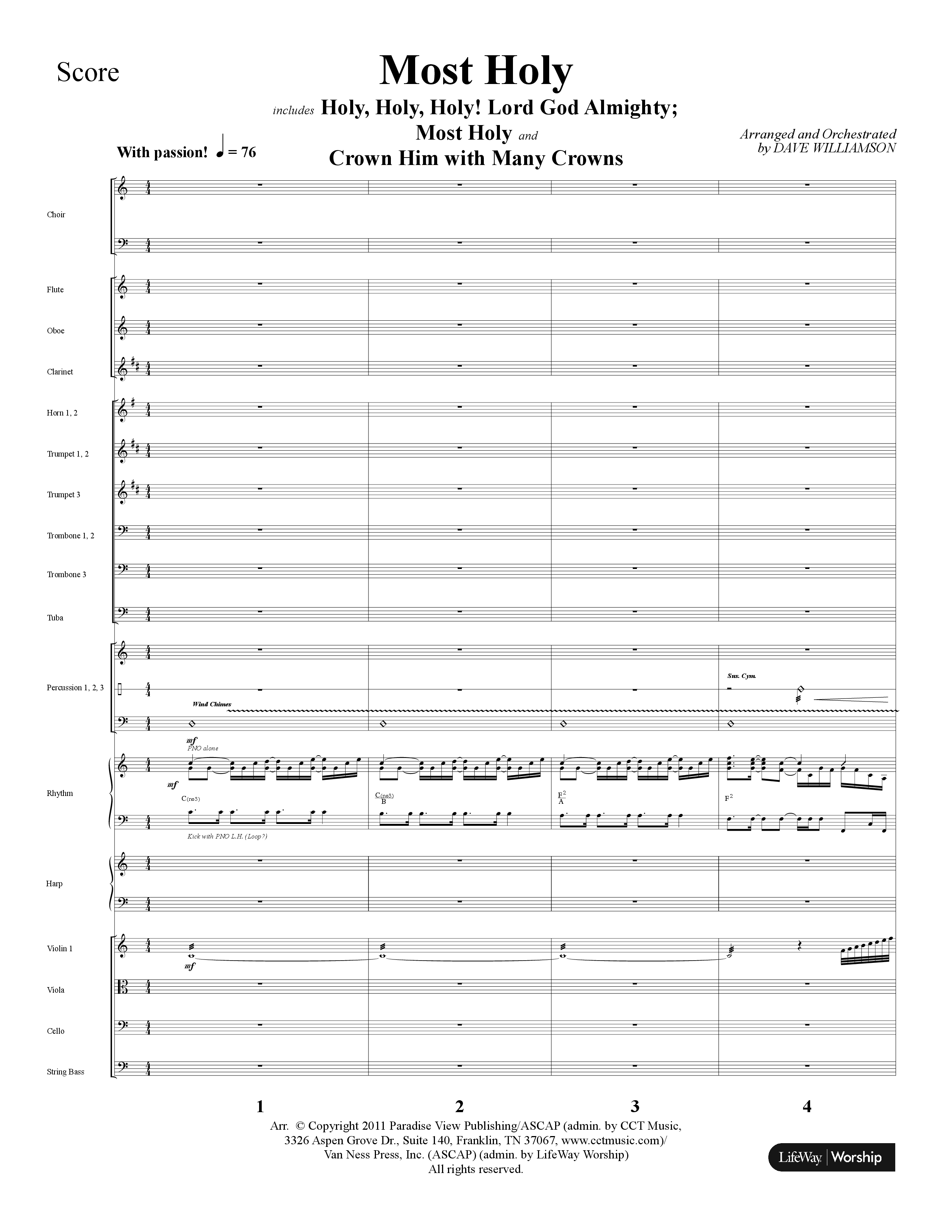 Most Holy (with Holy Holy Holy, Crown Him With Many Crowns) (Choral Anthem SATB) Orchestration (Lifeway Choral / Arr. Dave Williamson)
